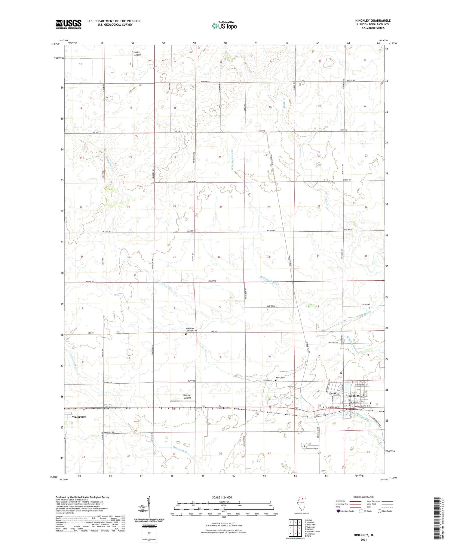 Hinckley Illinois US Topo Map Image