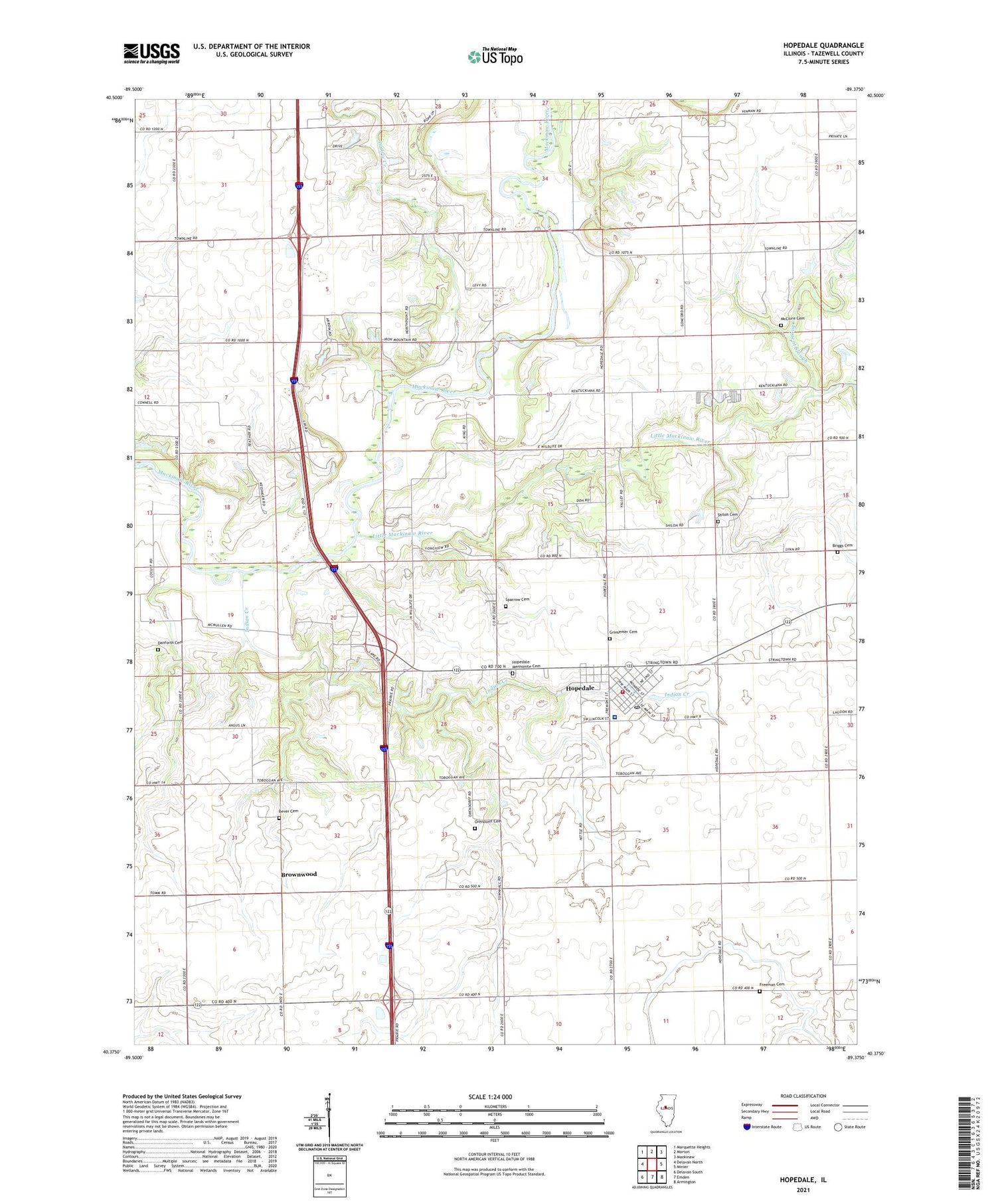 Hopedale Illinois US Topo Map Image