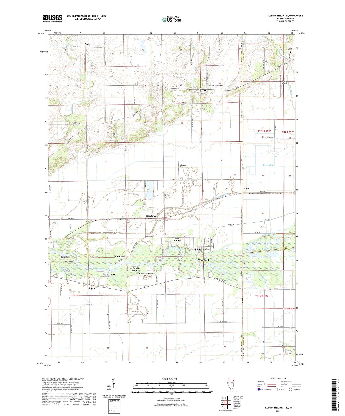 Illiana Heights Illinois US Topo Map Image