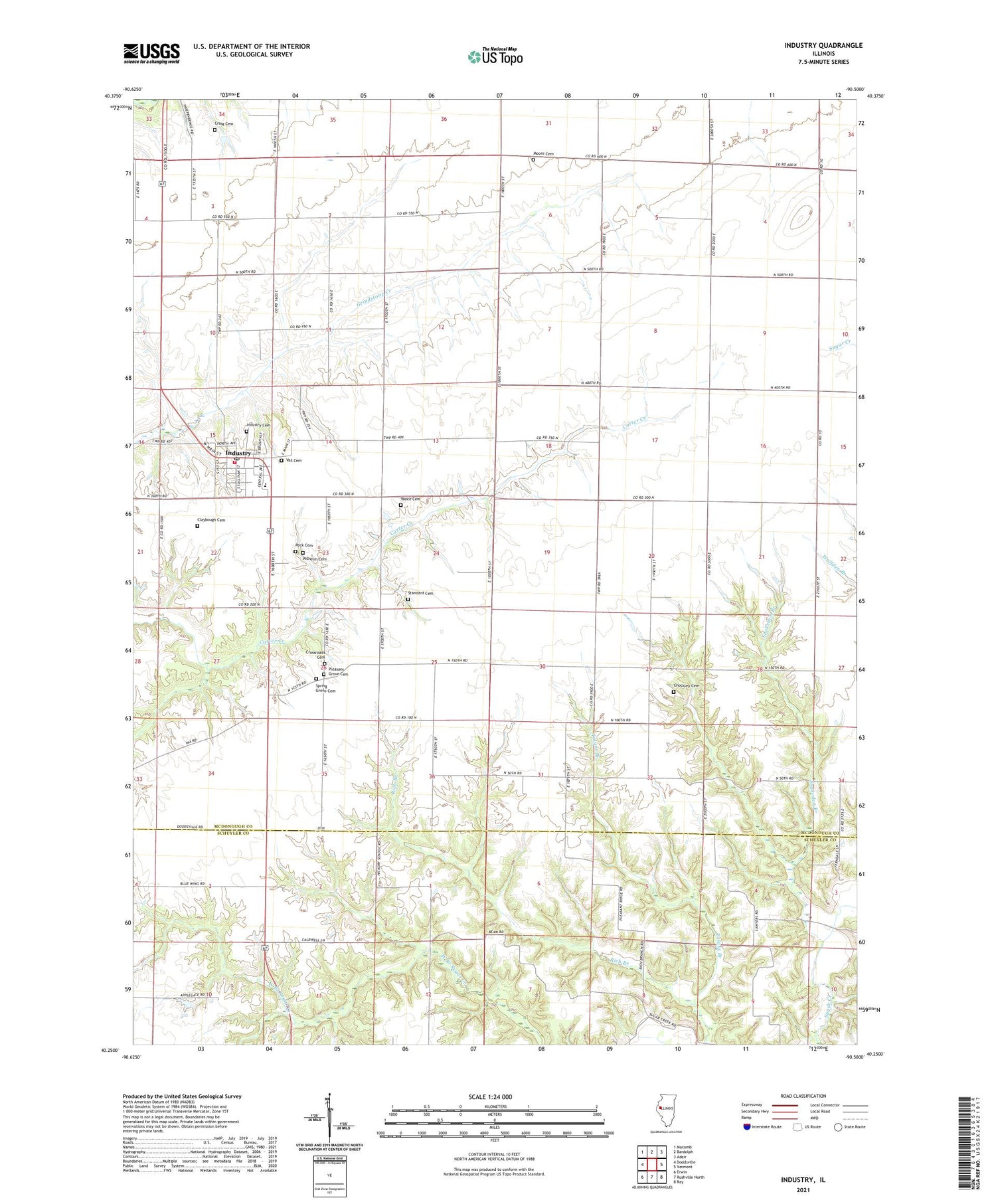 Industry Illinois US Topo Map Image