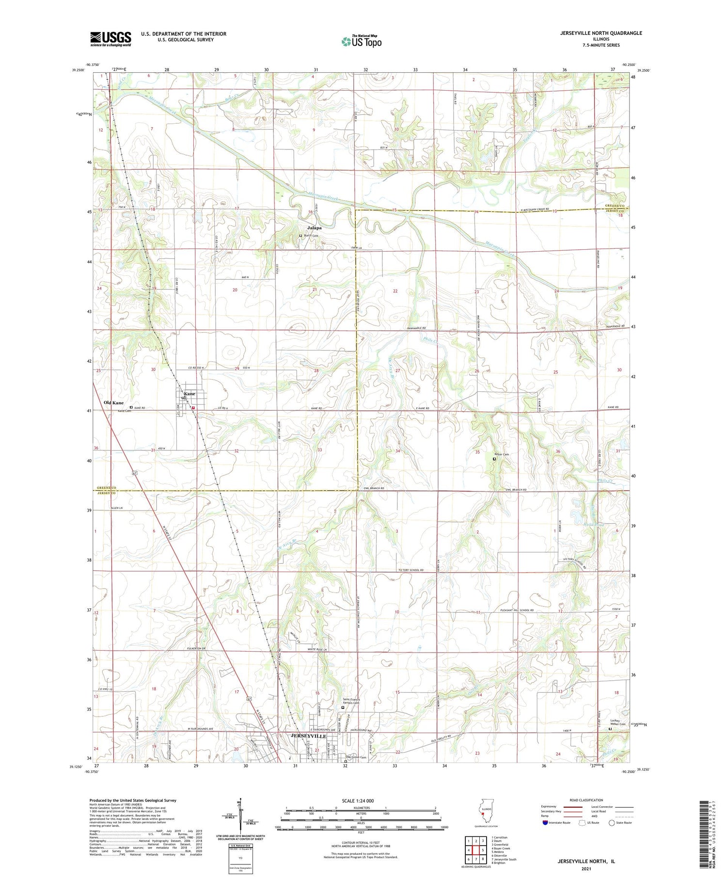 Jerseyville North Illinois US Topo Map Image