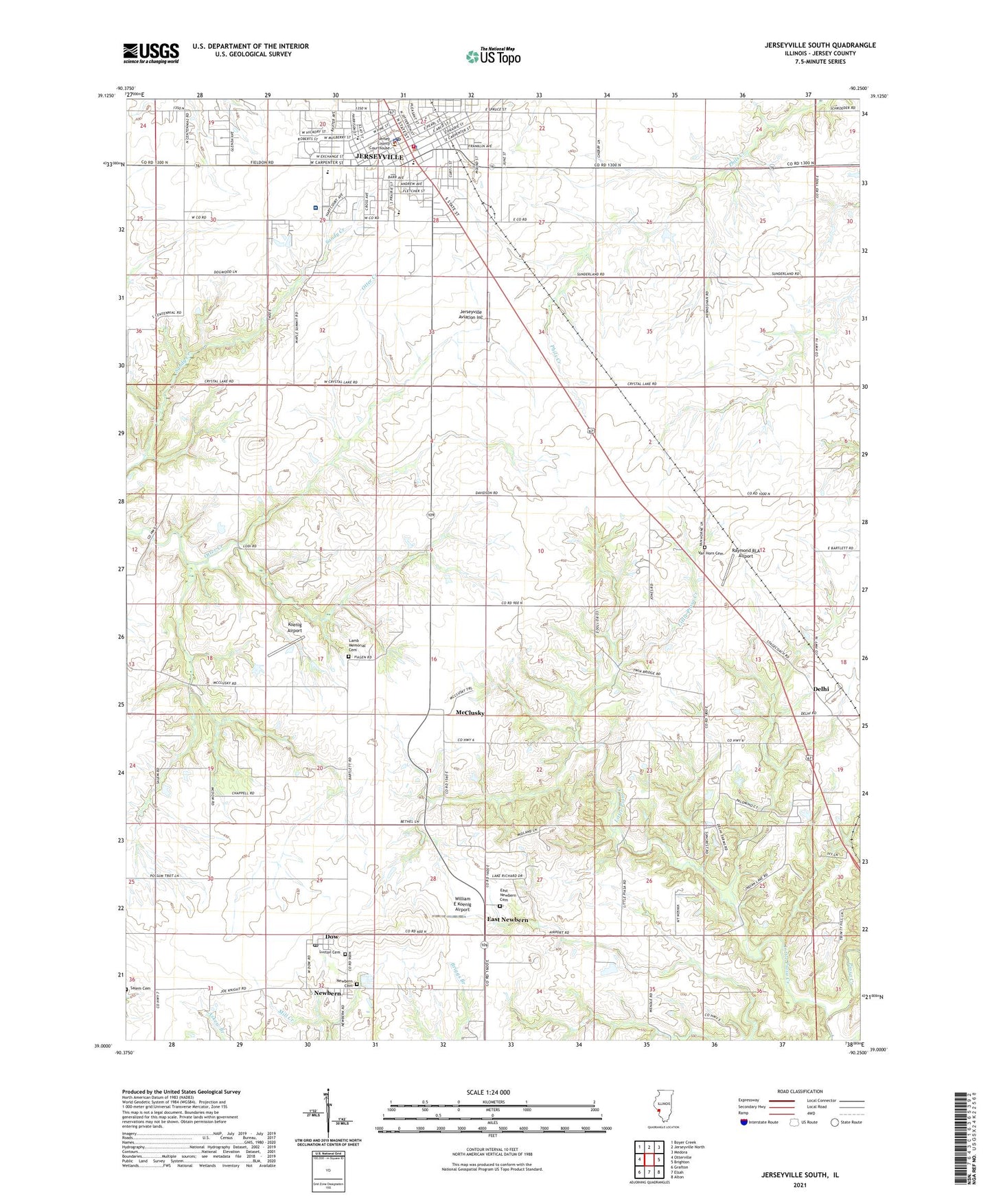 Jerseyville South Illinois US Topo Map Image