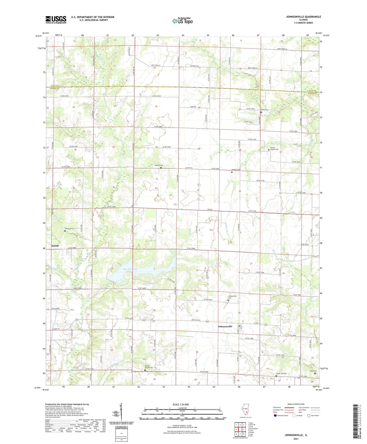 Johnsonville Illinois US Topo Map Image