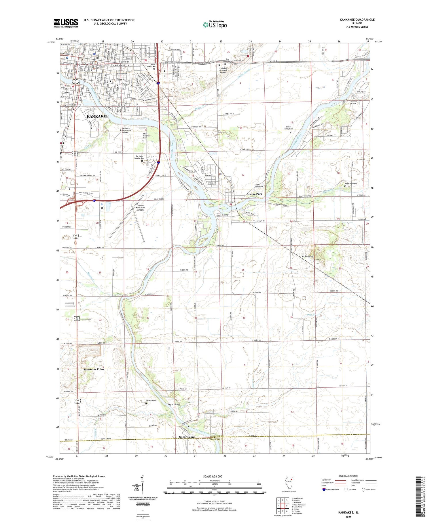 Kankakee Illinois US Topo Map Image