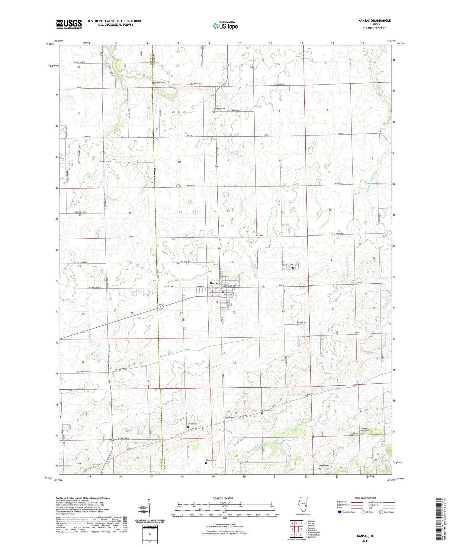 Kansas Illinois US Topo Map Image