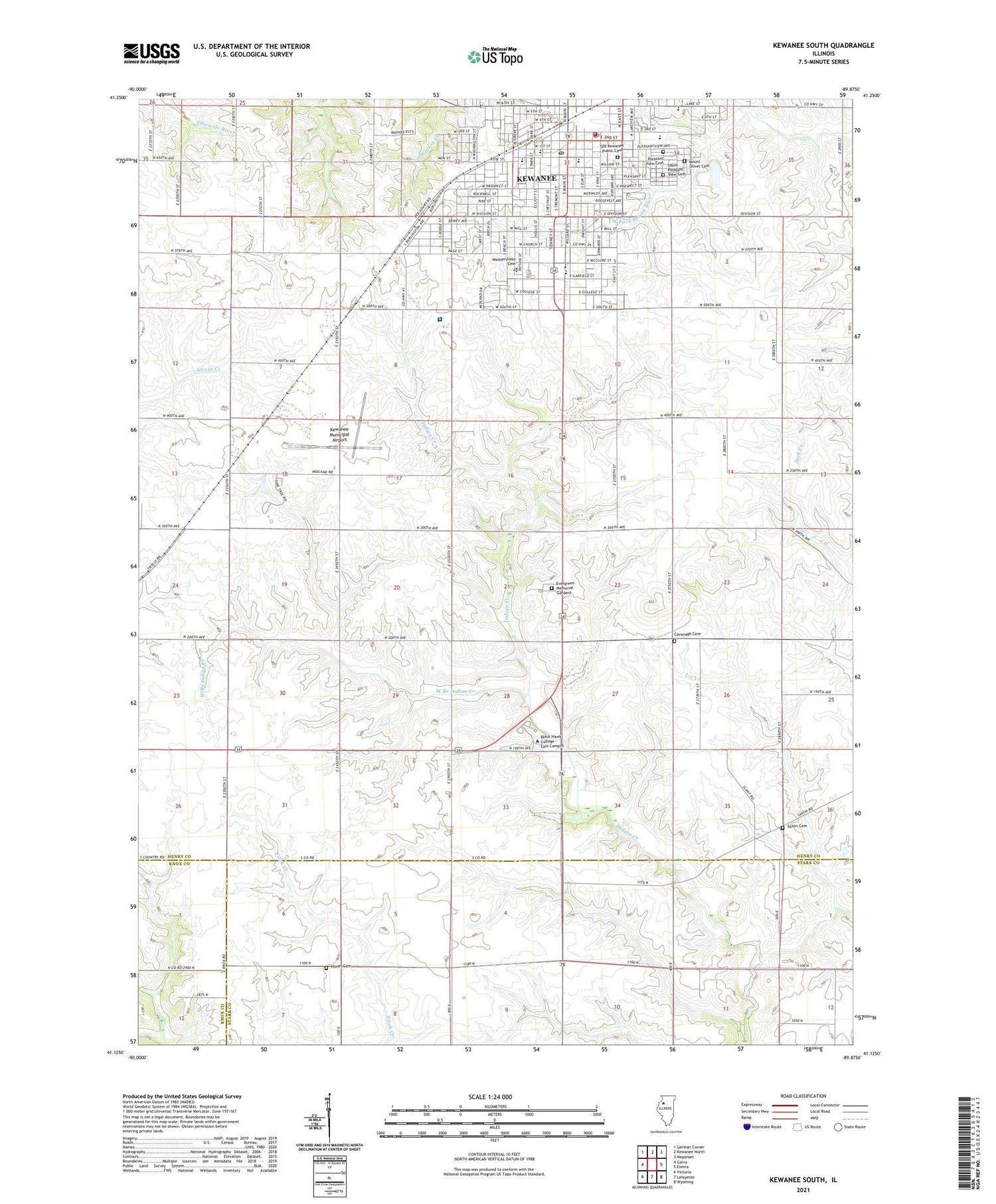 Kewanee South Illinois US Topo Map Image