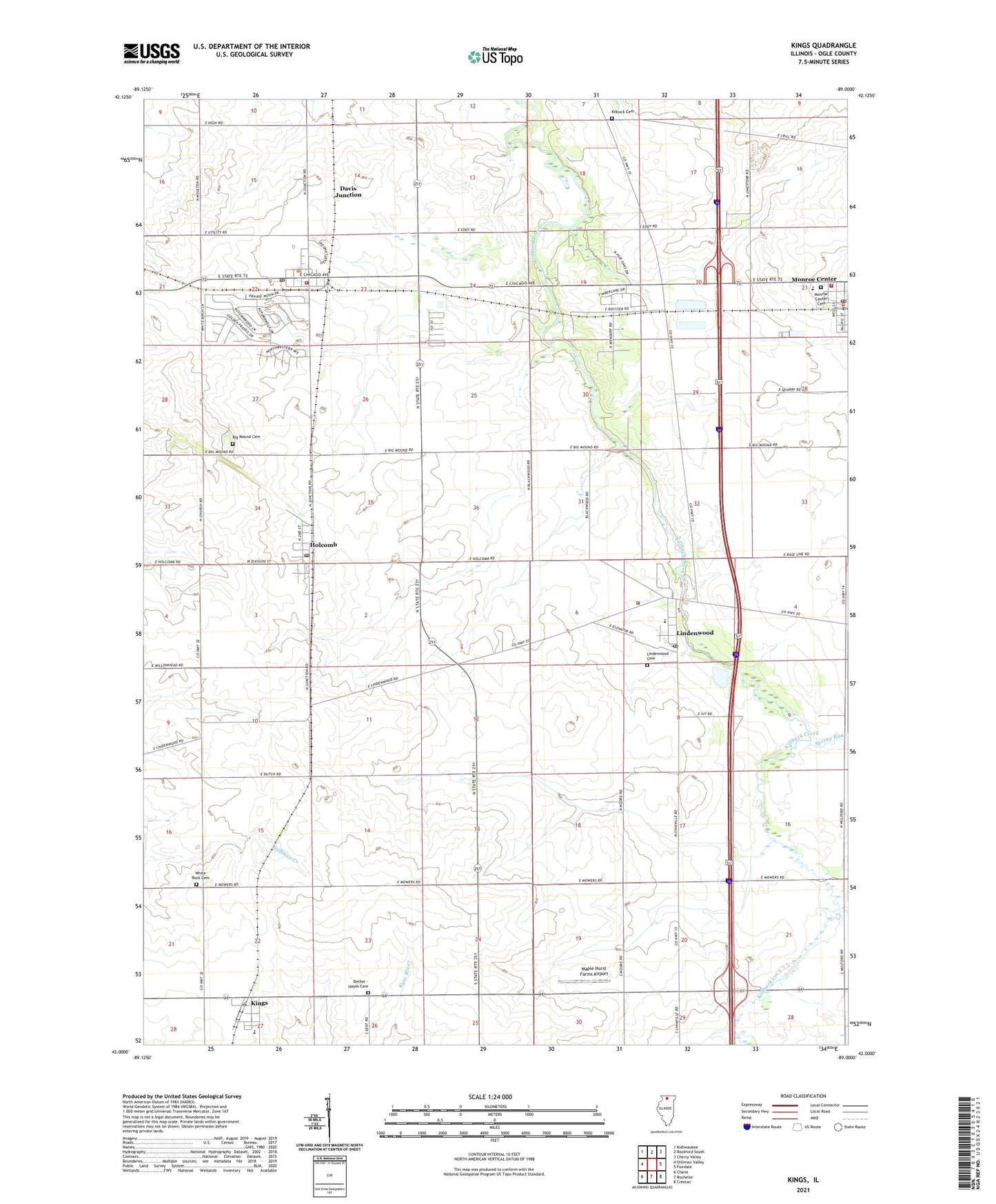 Kings Illinois US Topo Map Image