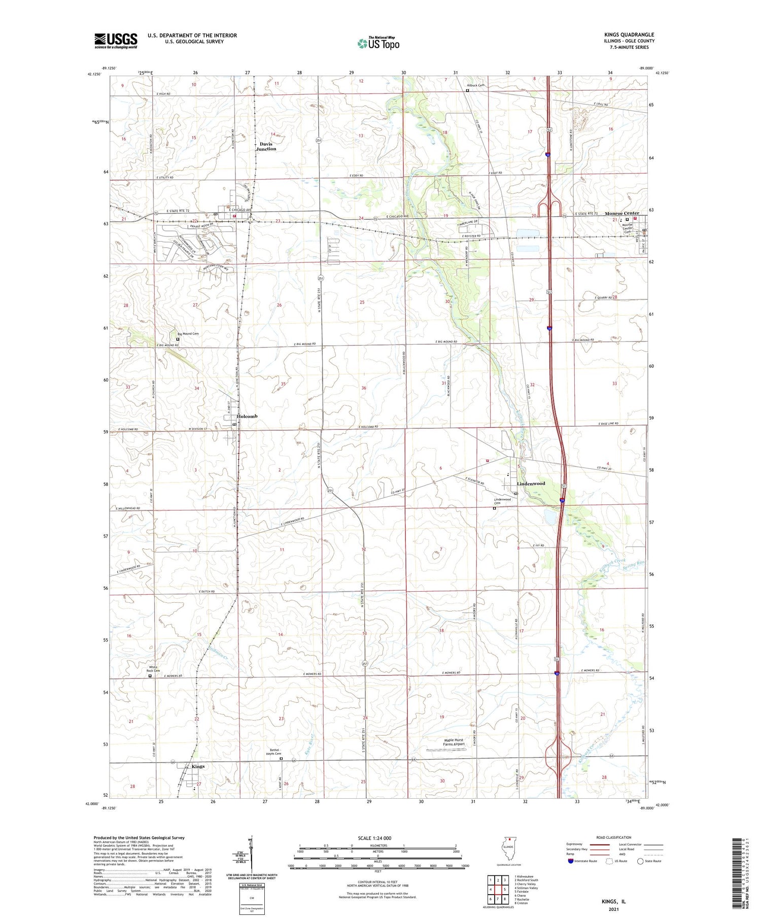 Kings Illinois US Topo Map Image