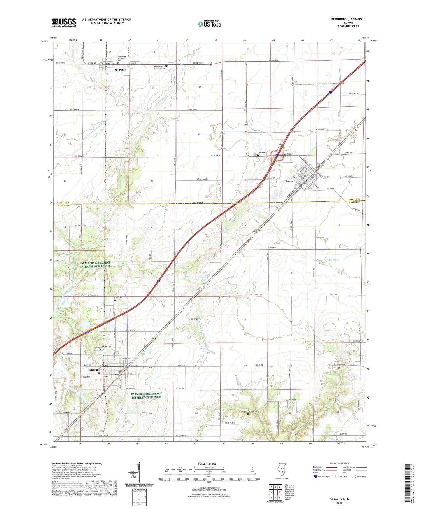 Kinmundy Illinois US Topo Map Image