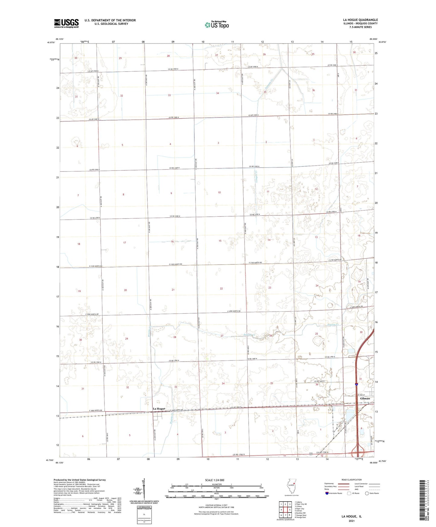 La Hogue Illinois US Topo Map Image