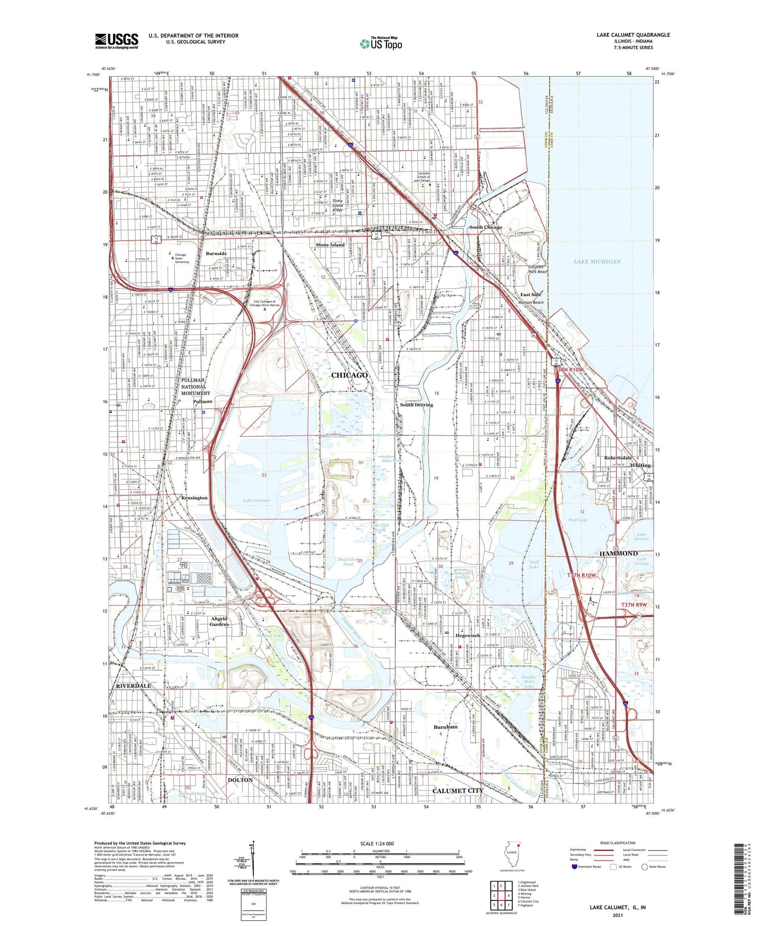 Lake Calumet Illinois US Topo Map Image