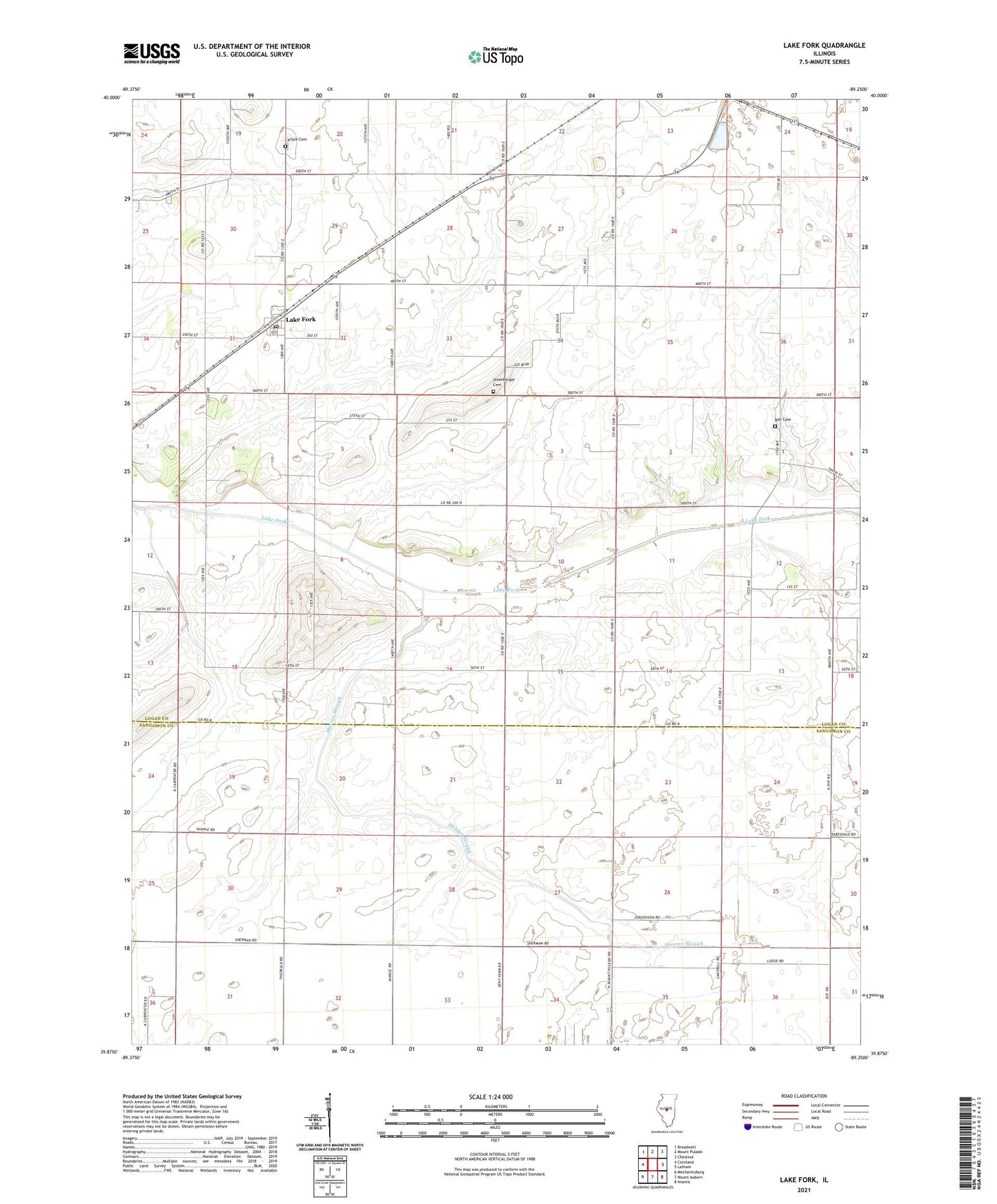 Lake Fork Illinois US Topo Map Image