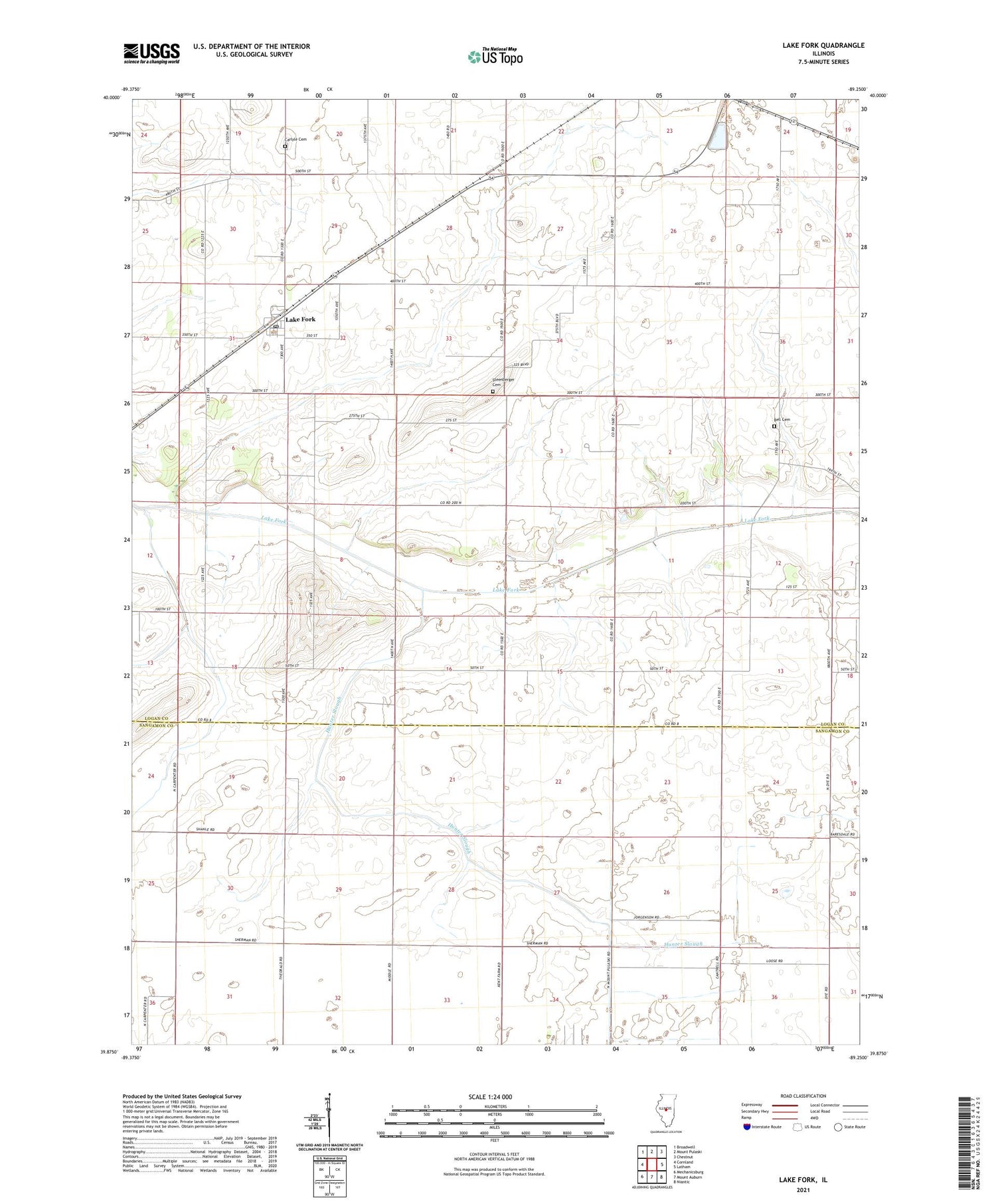 Lake Fork Illinois US Topo Map Image