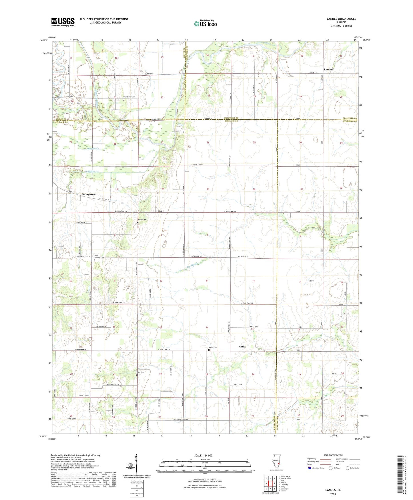 Landes Illinois US Topo Map Image