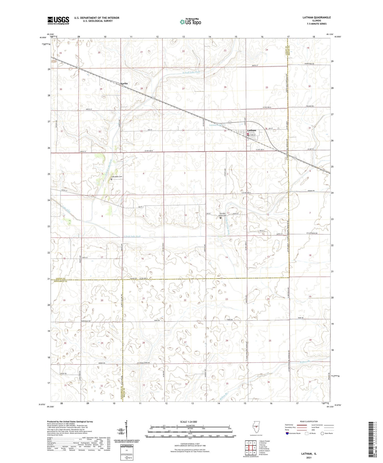 Latham Illinois US Topo Map Image