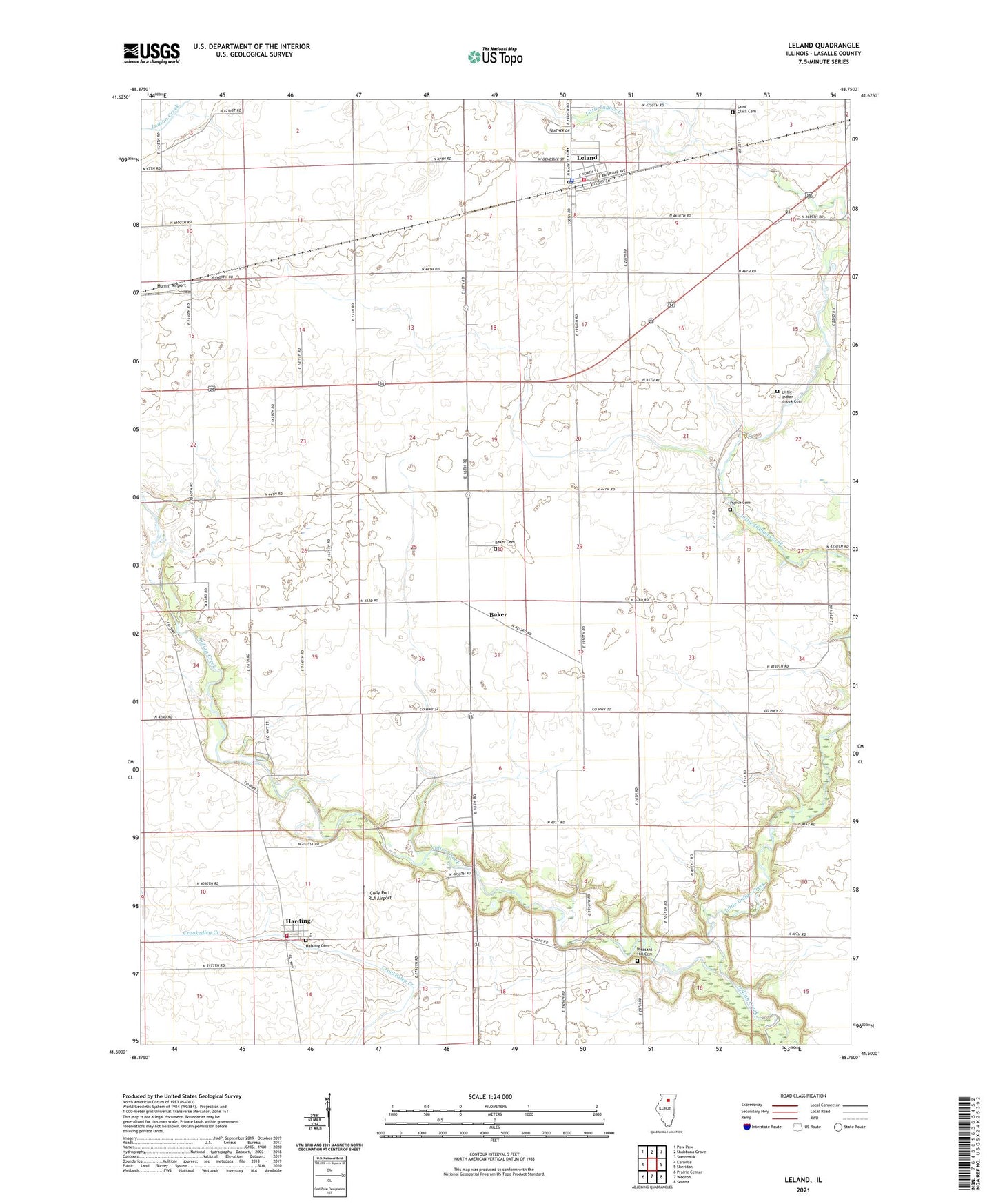 Leland Illinois US Topo Map Image