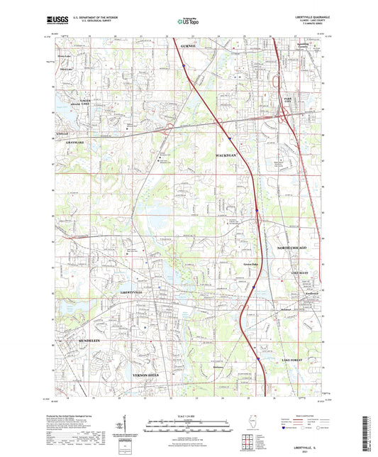 Libertyville Illinois US Topo Map Image