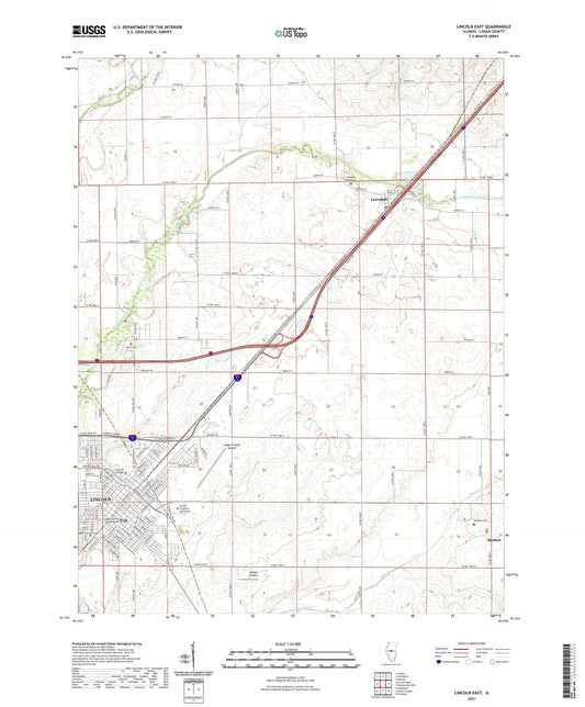 Lincoln East Illinois US Topo Map Image