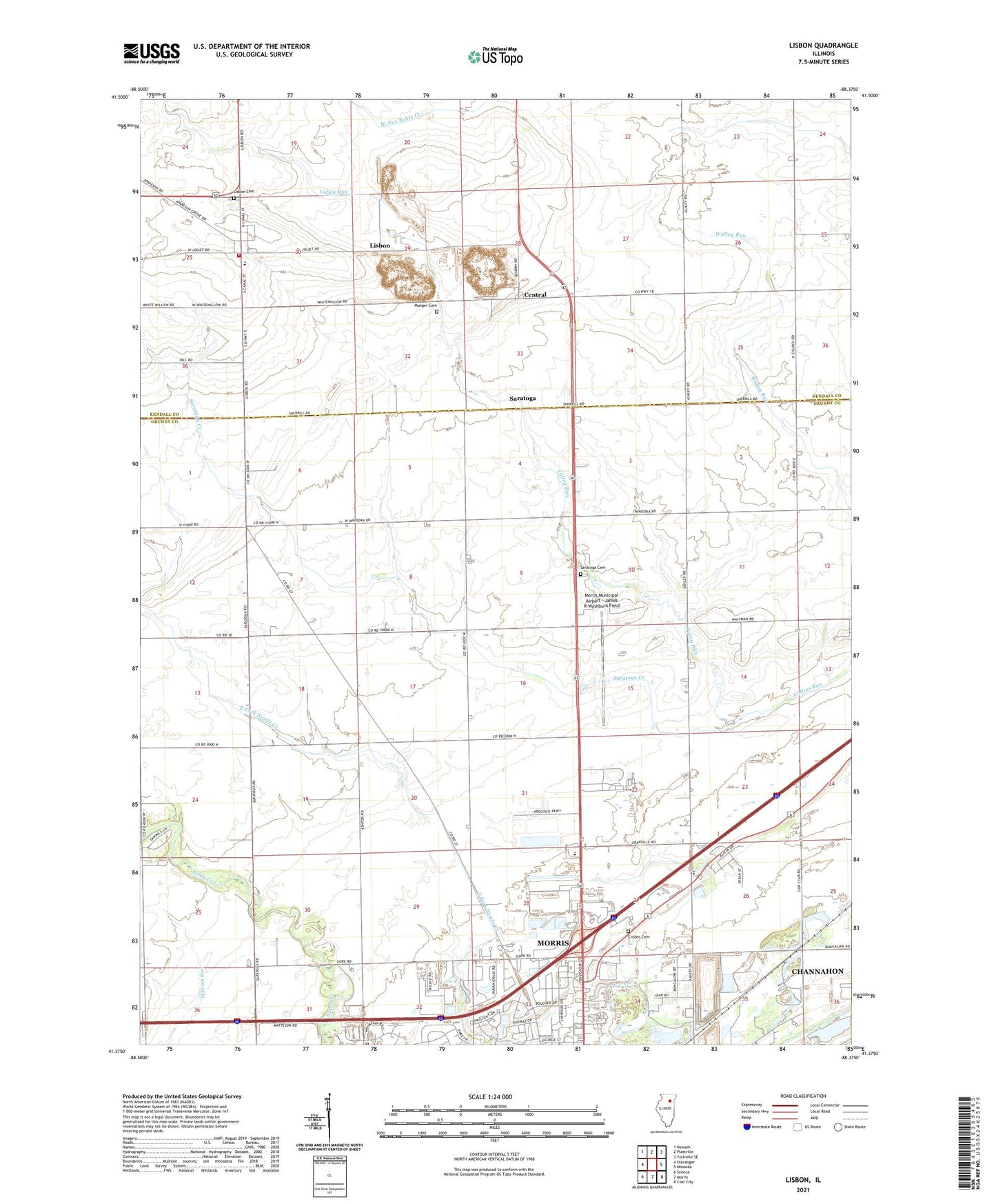 Lisbon Illinois US Topo Map Image