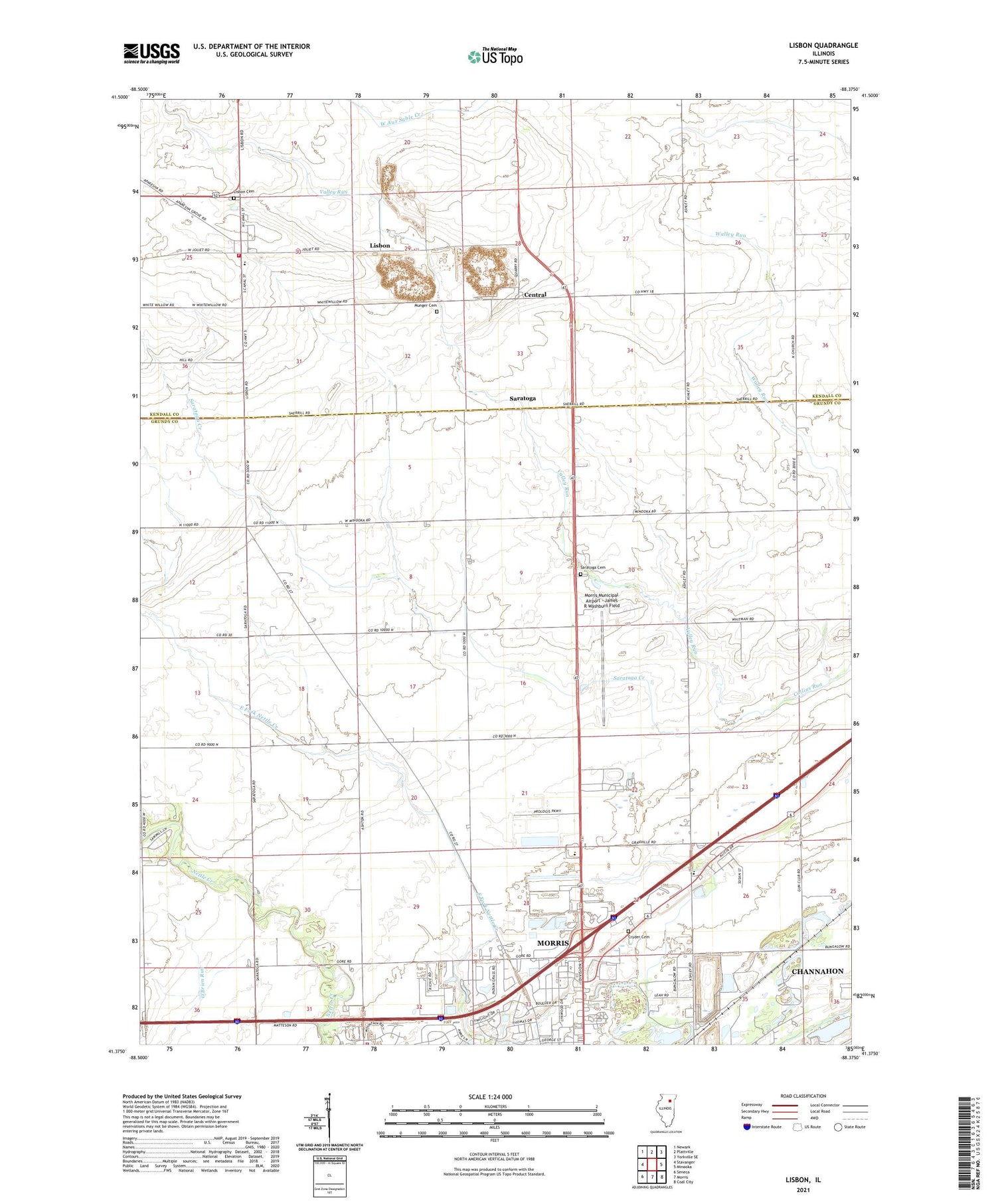 Lisbon Illinois US Topo Map Image