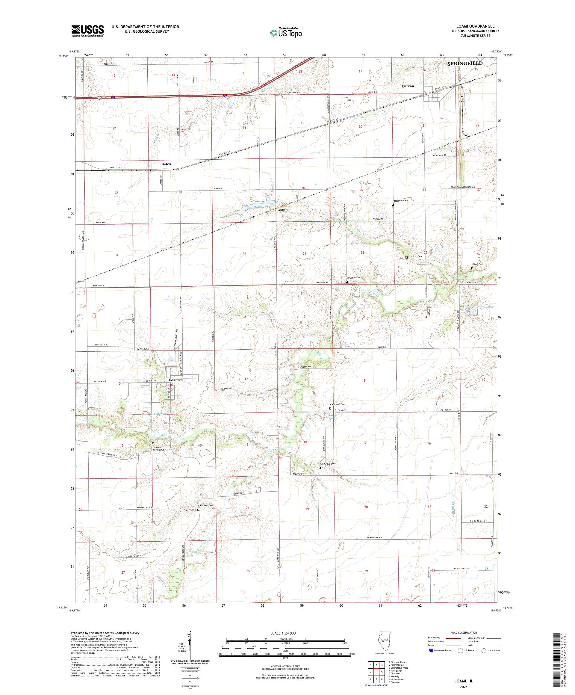 Loami Illinois US Topo Map – MyTopo Map Store