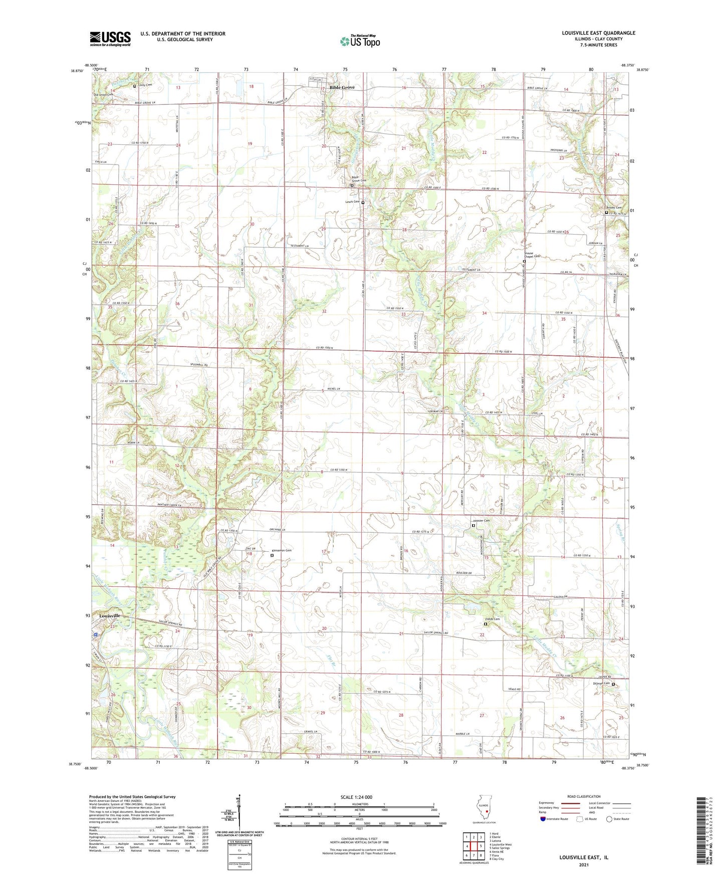 Louisville East Illinois US Topo Map Image