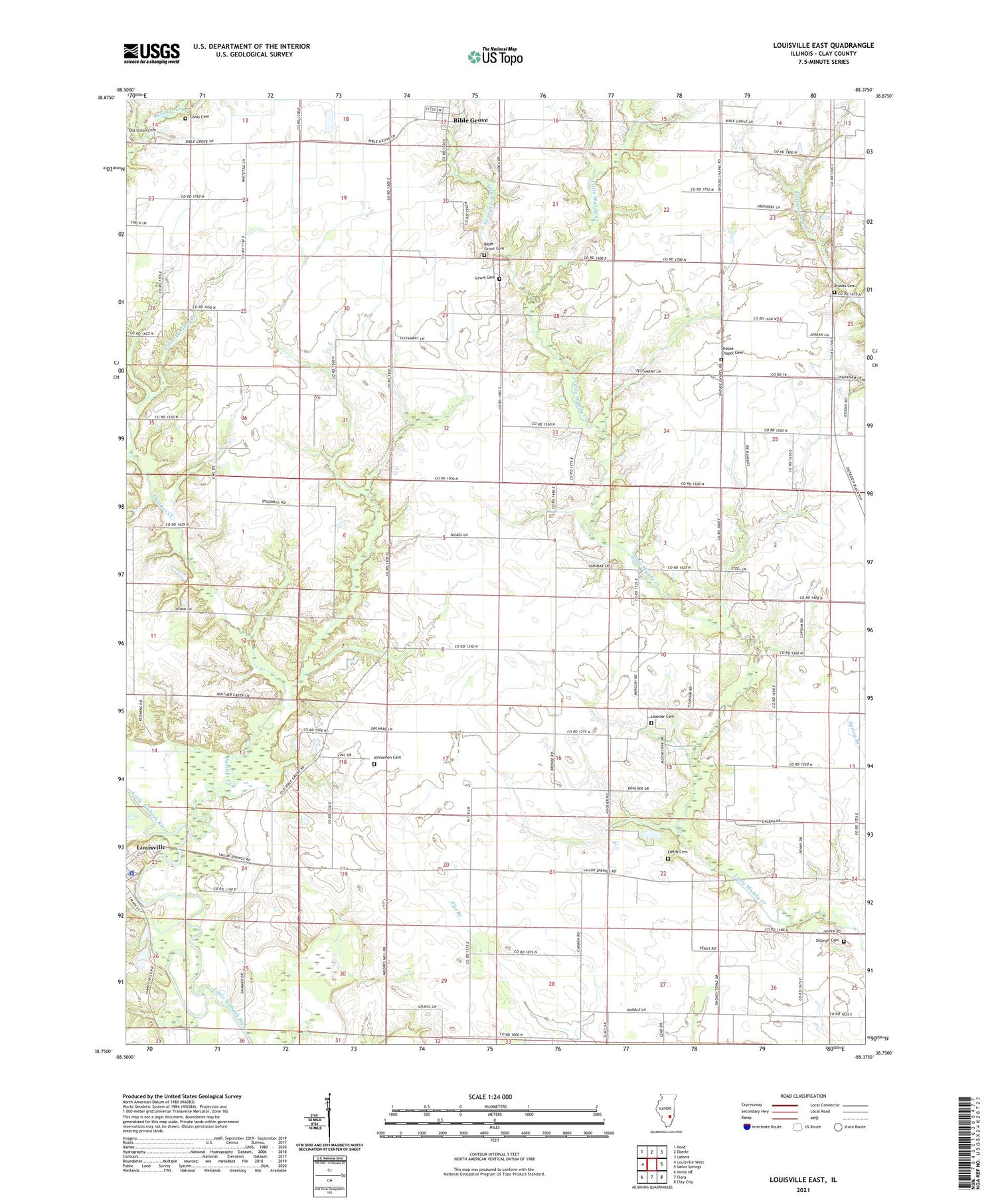 Louisville East Illinois US Topo Map Image
