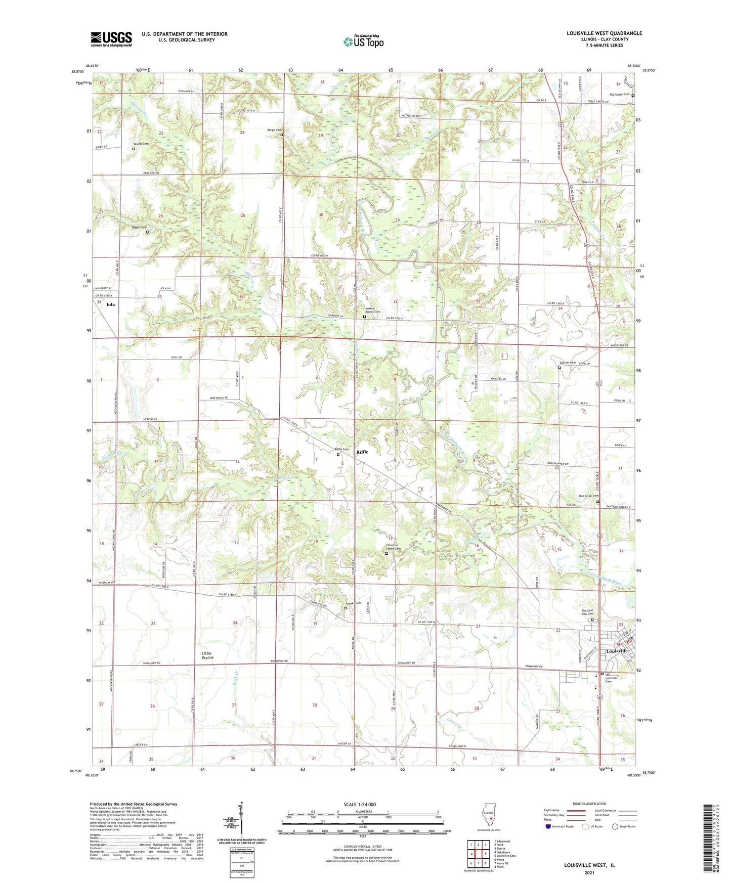 Louisville West Illinois US Topo Map Image