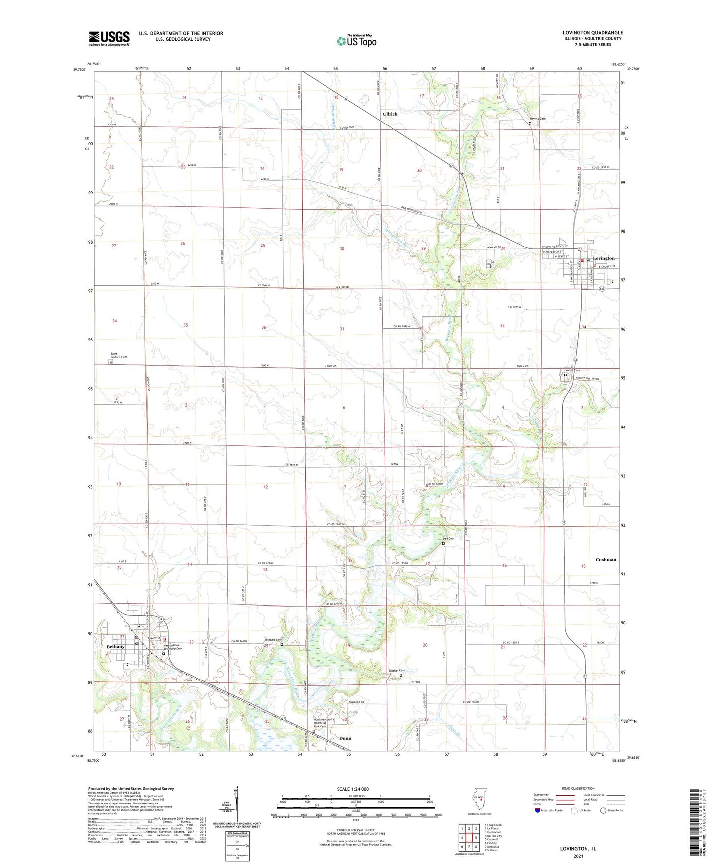 Lovington Illinois US Topo Map Image