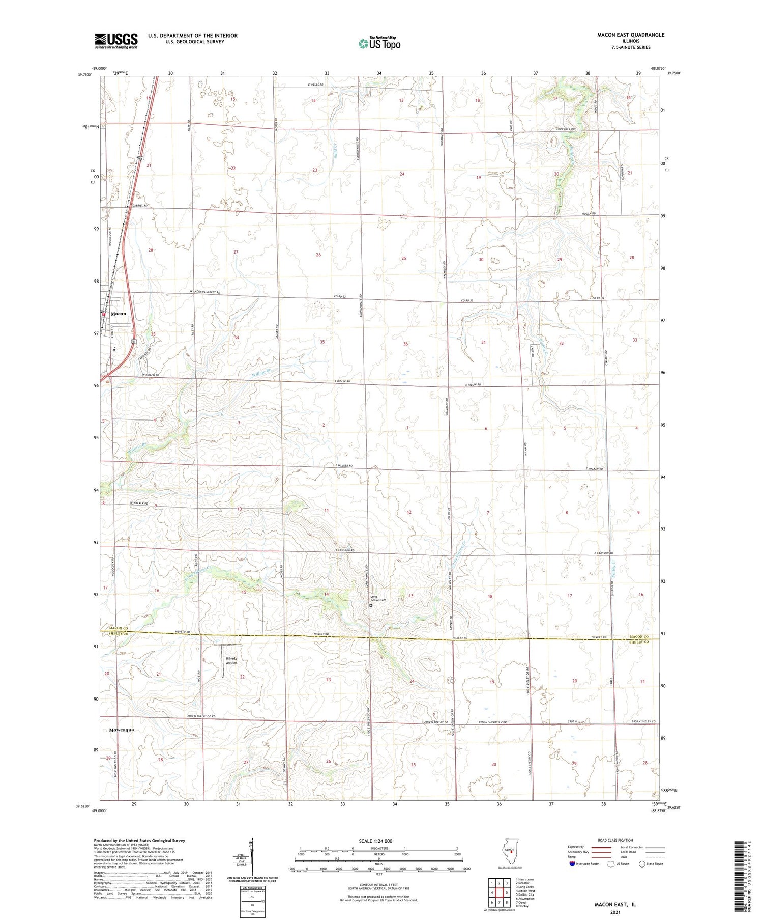 Macon East Illinois US Topo Map Image