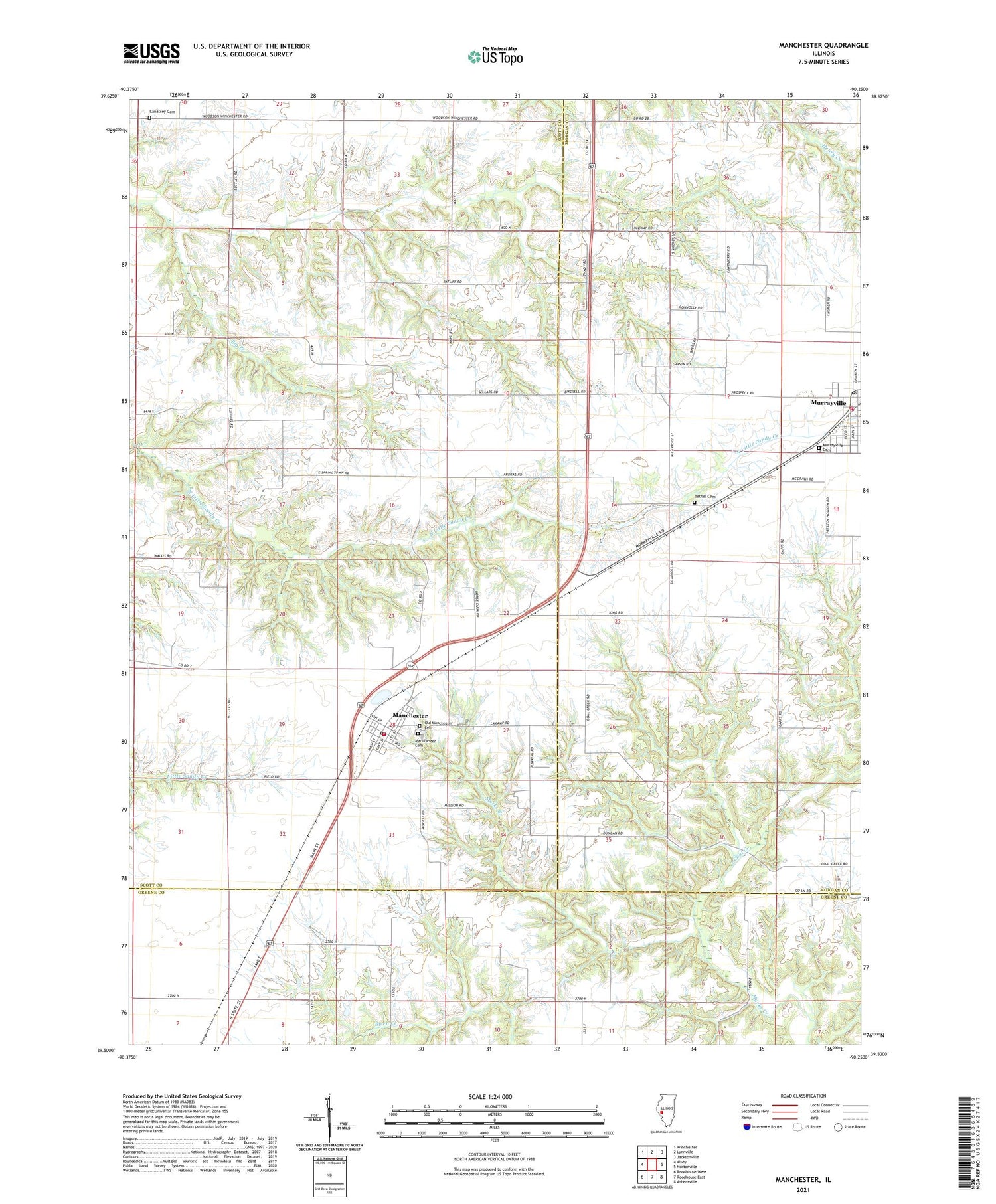 Manchester Illinois US Topo Map Image