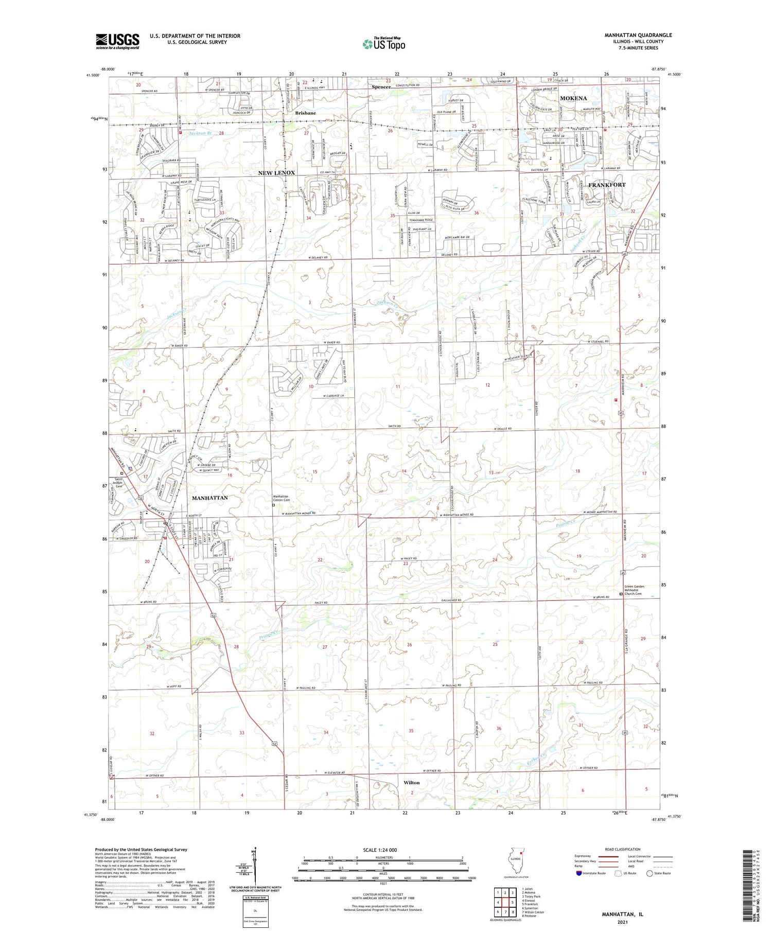 Manhattan Illinois US Topo Map Image