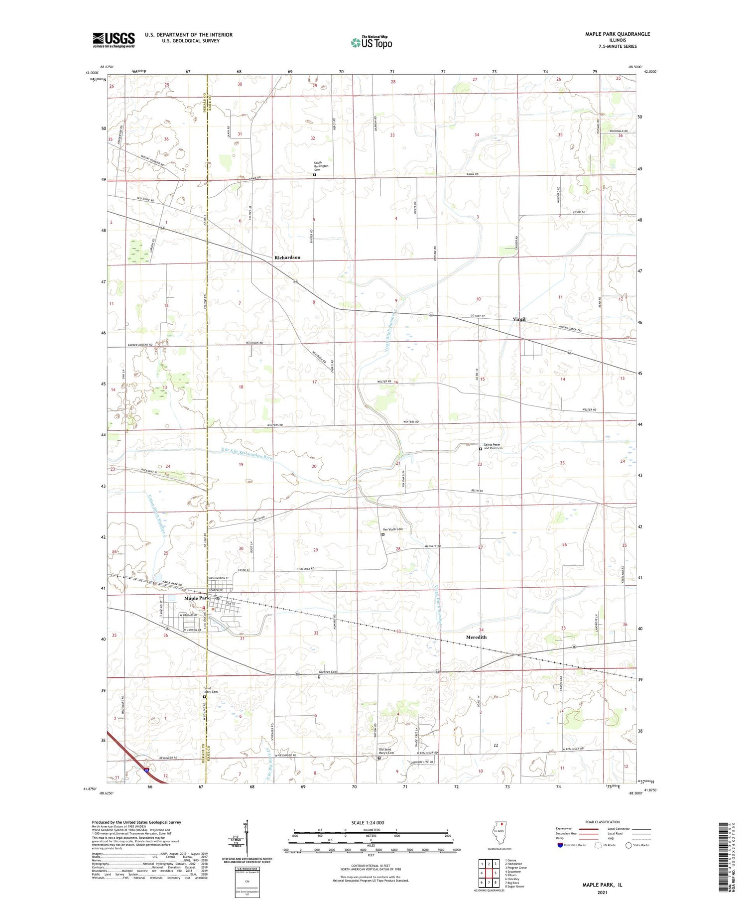 Maple Park Illinois US Topo Map Image