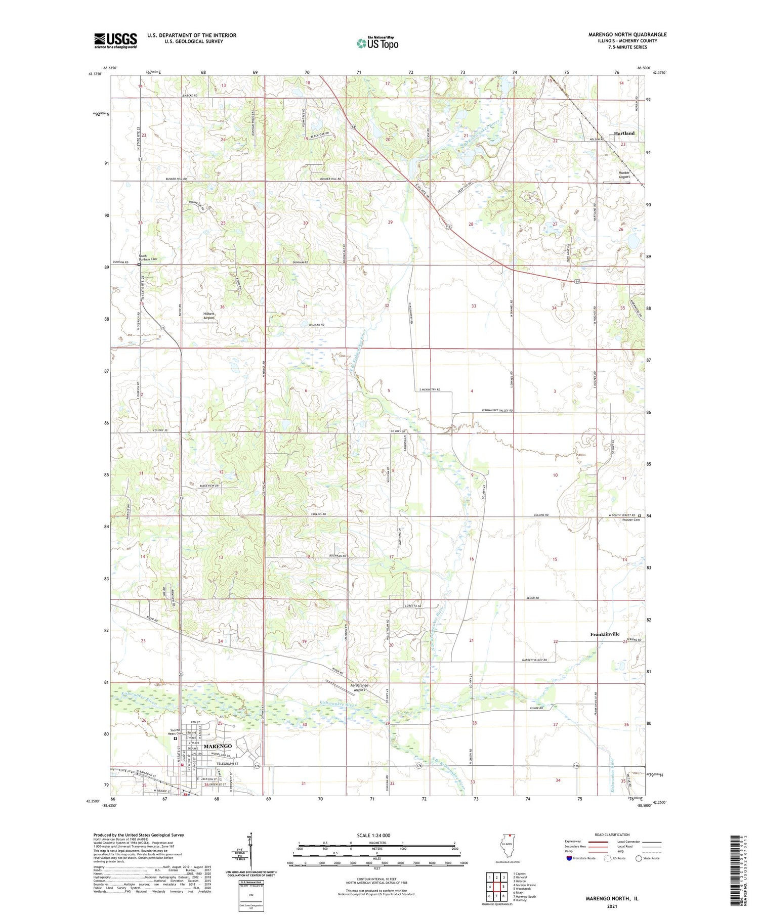 Marengo North Illinois US Topo Map Image