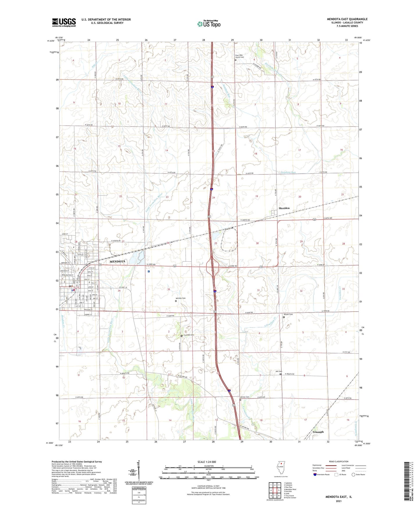 Mendota East Illinois US Topo Map Image