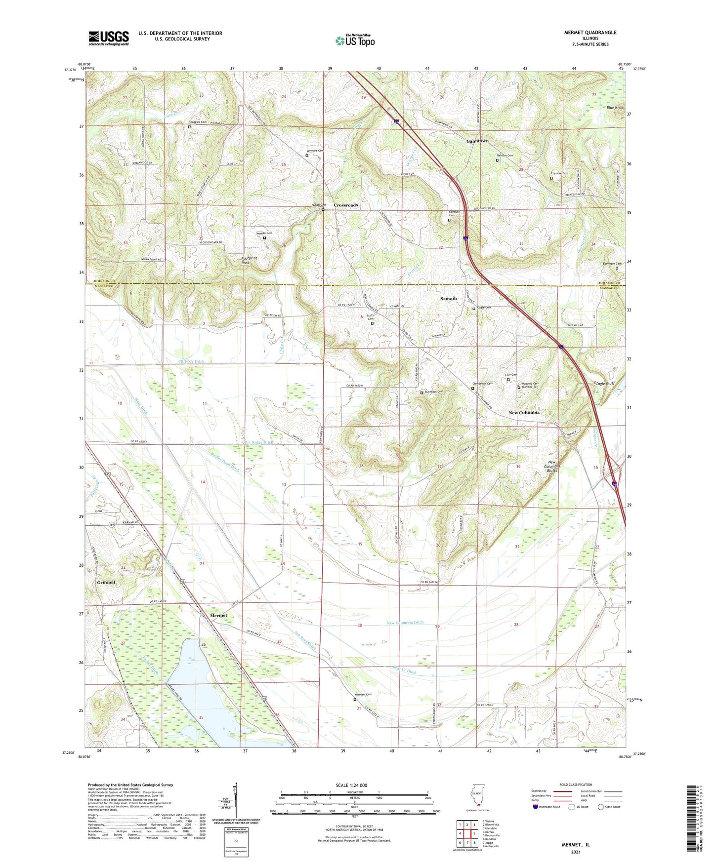 Mermet Illinois US Topo Map Image