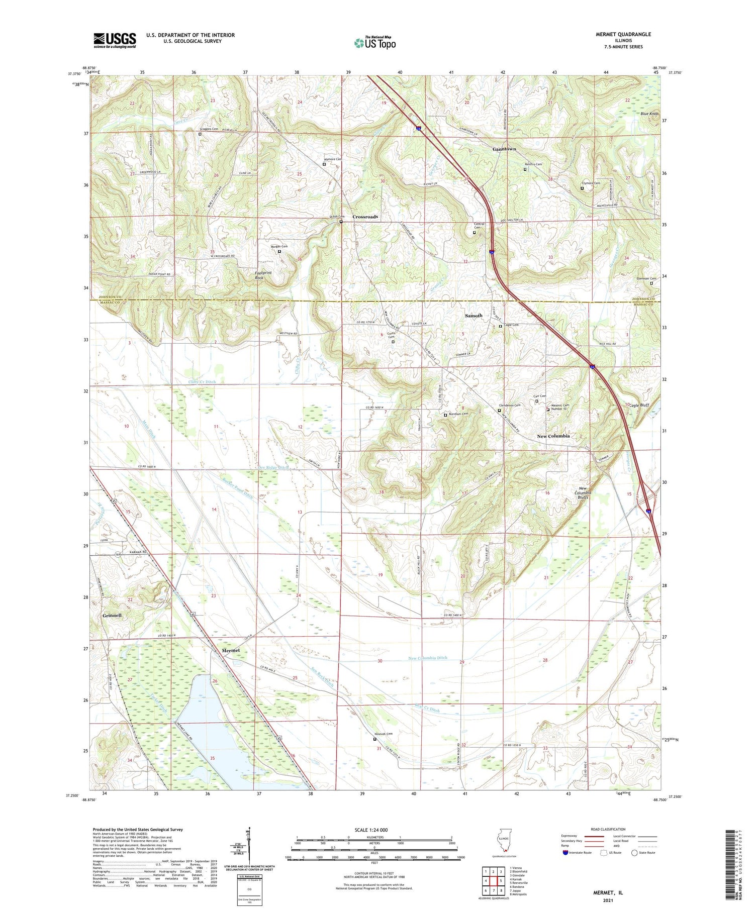 Mermet Illinois US Topo Map Image