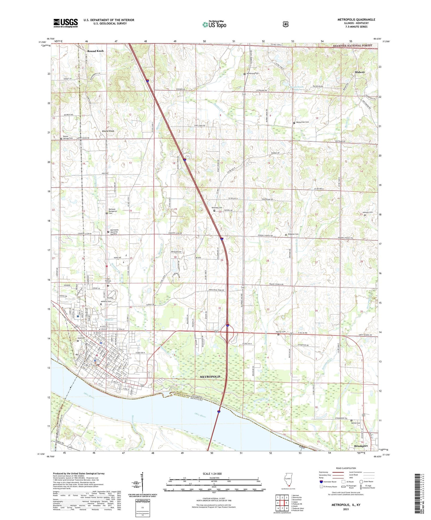 Metropolis Illinois US Topo Map Image