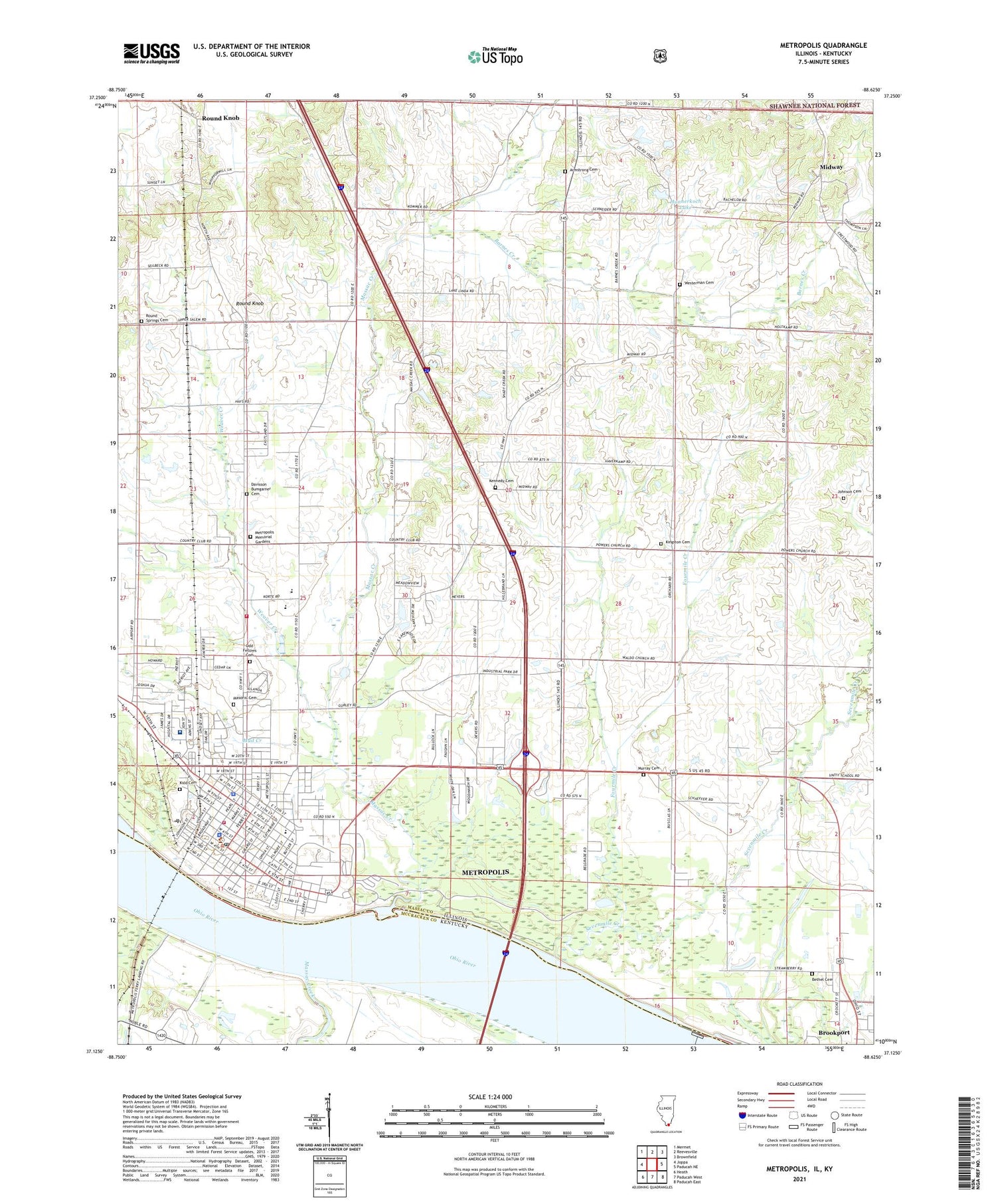 Metropolis Illinois US Topo Map Image