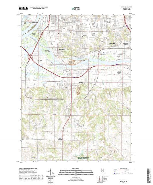 Milan Illinois US Topo Map Image