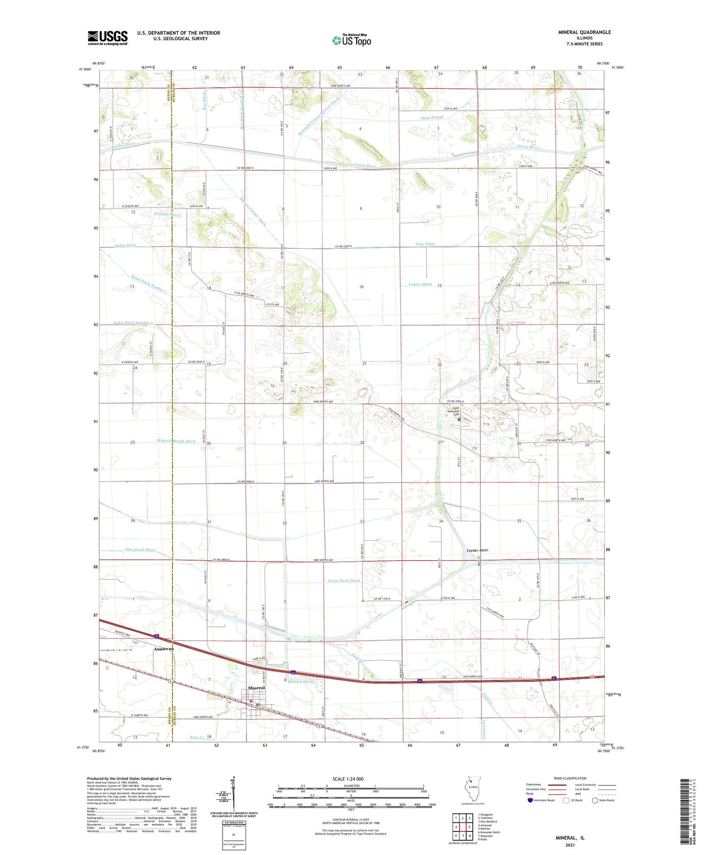Mineral Illinois US Topo Map Image