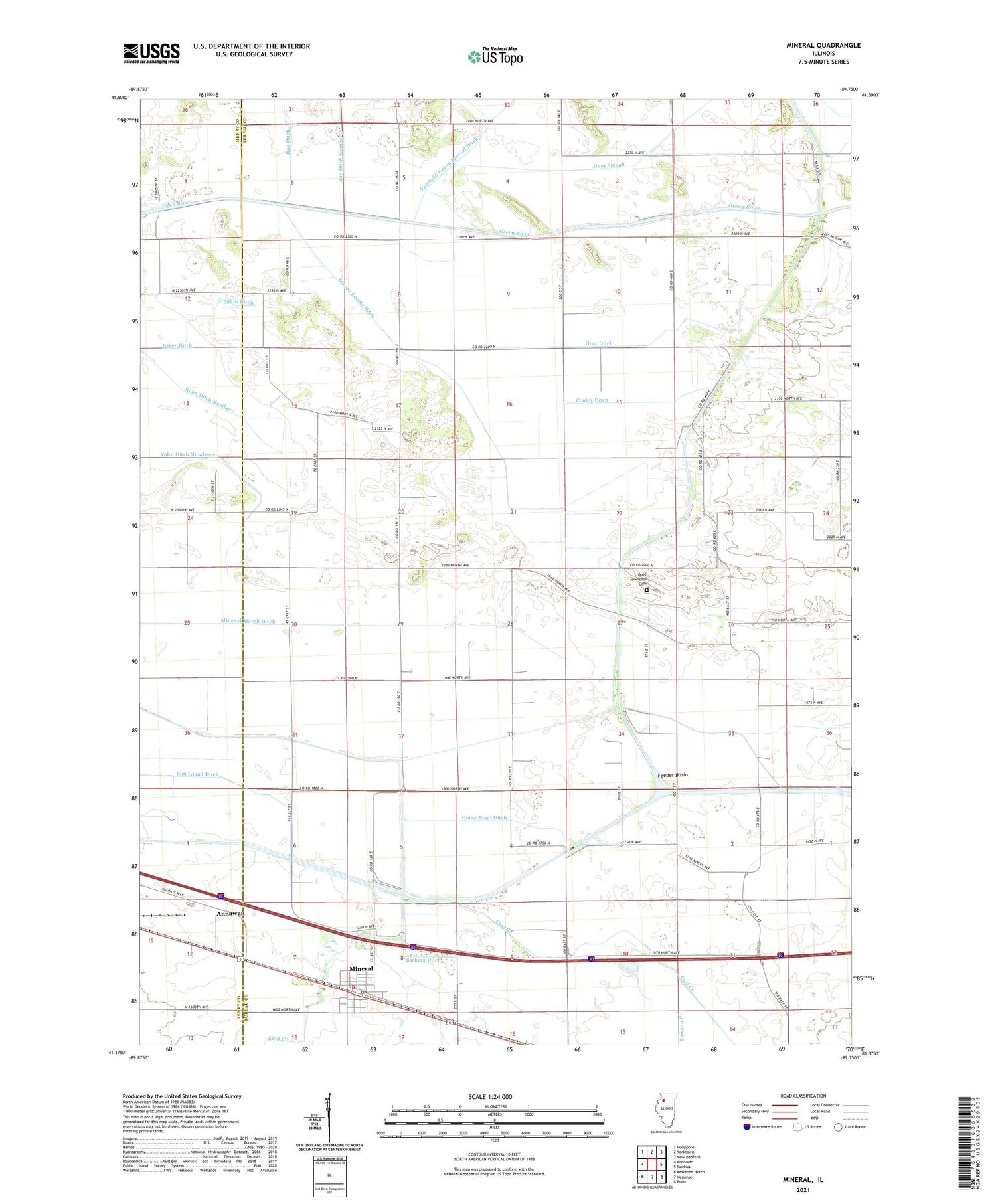 Mineral Illinois US Topo Map Image