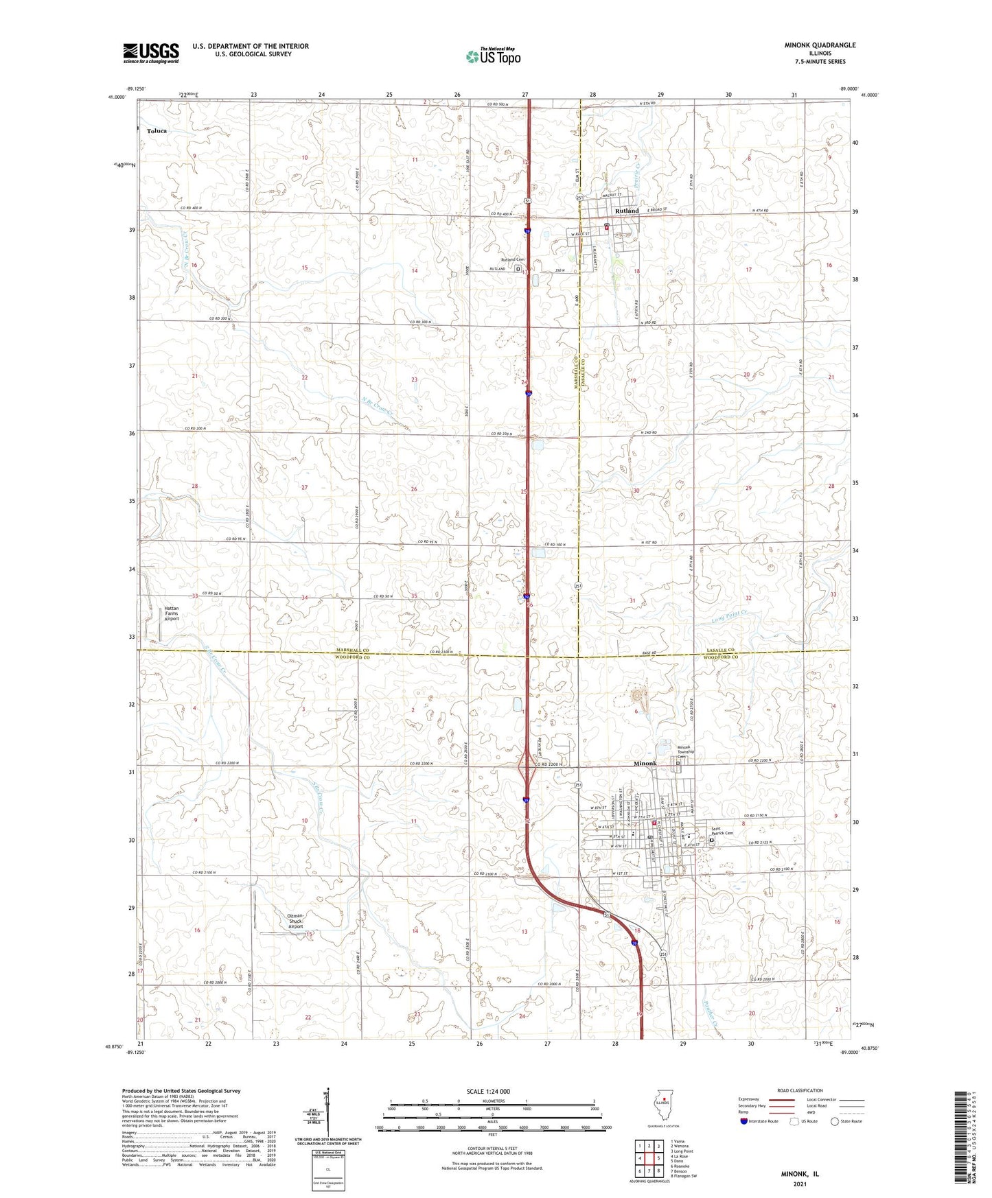 Minonk Illinois US Topo Map Image
