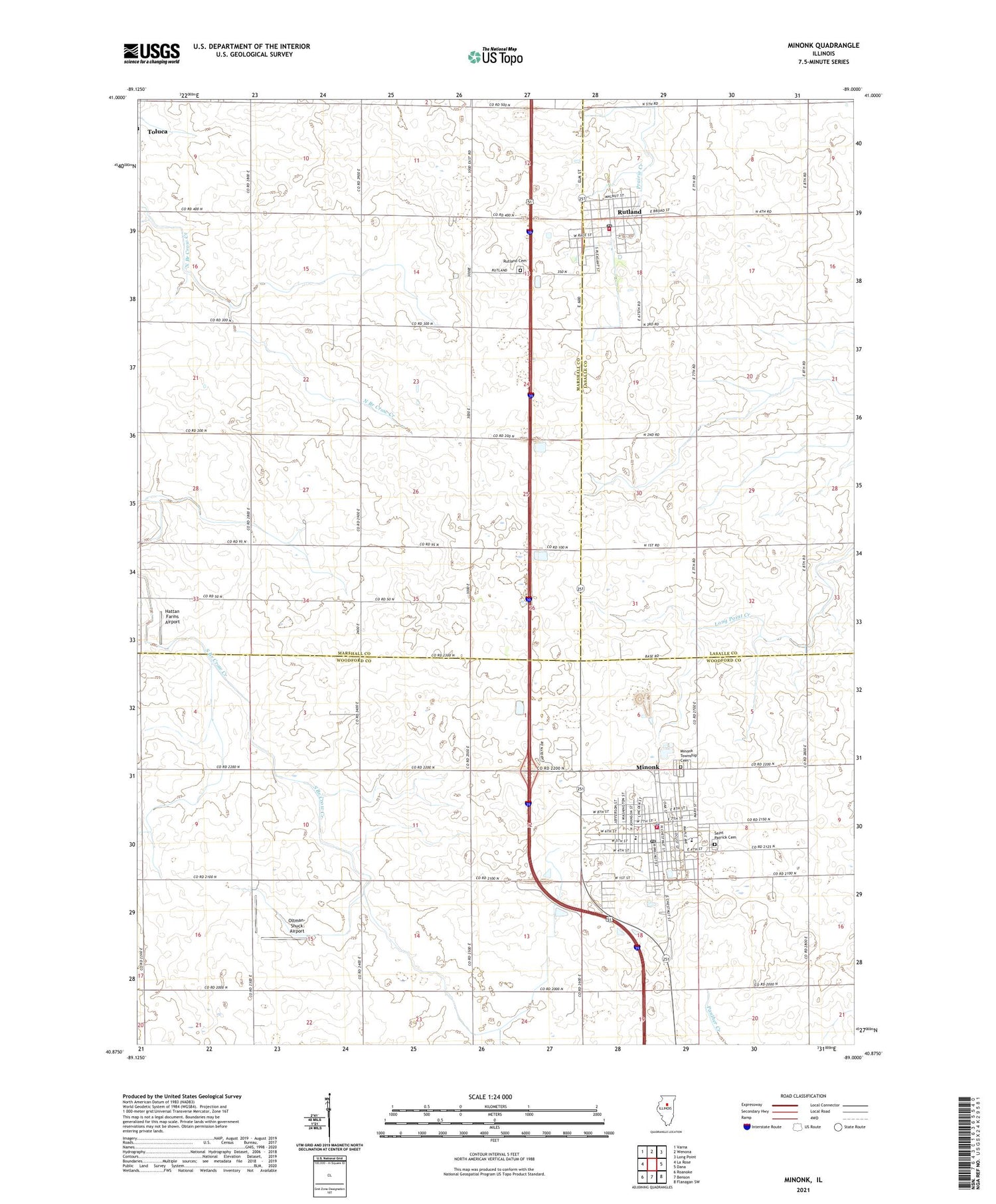 Minonk Illinois US Topo Map Image