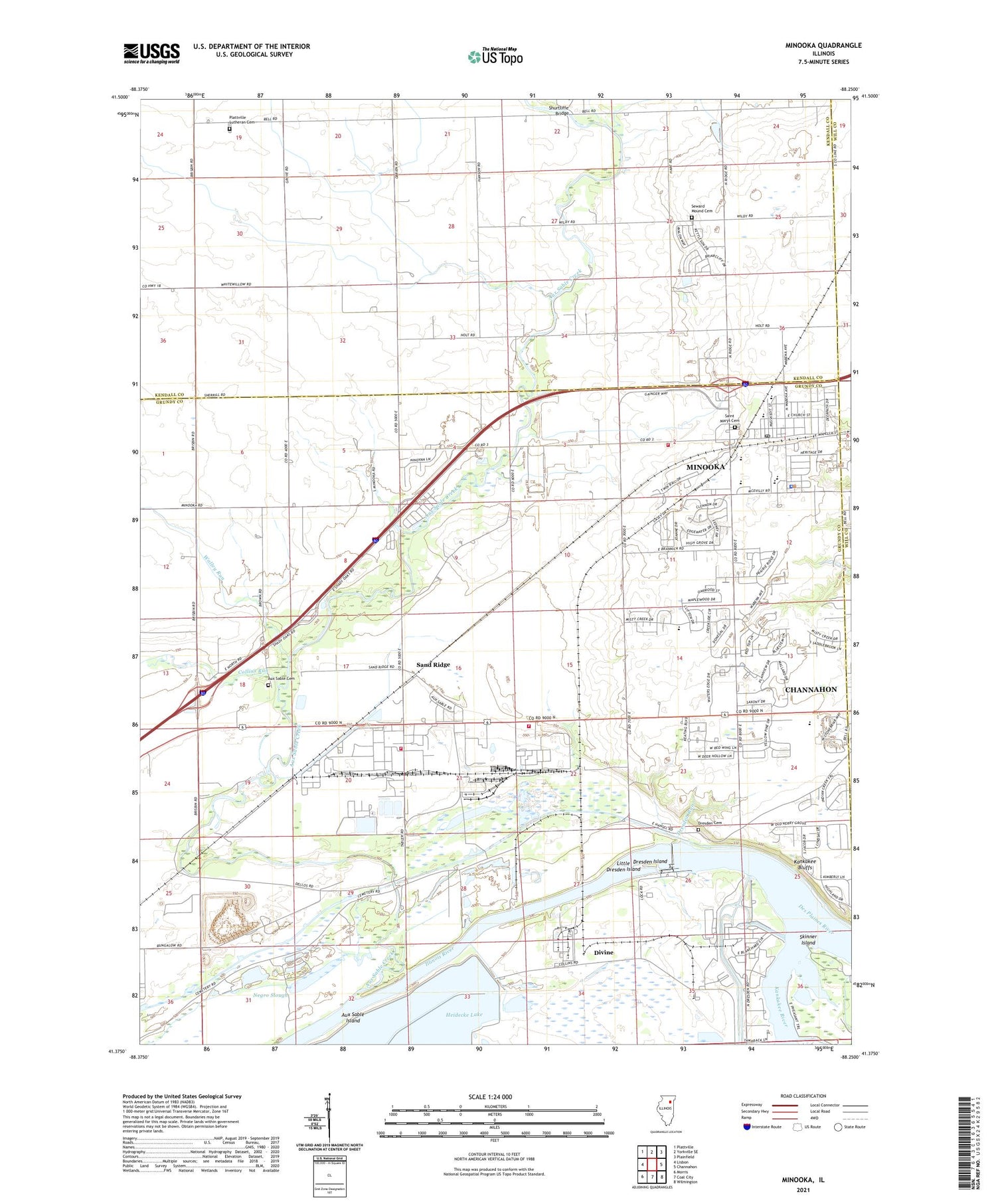 Minooka Illinois US Topo Map Image