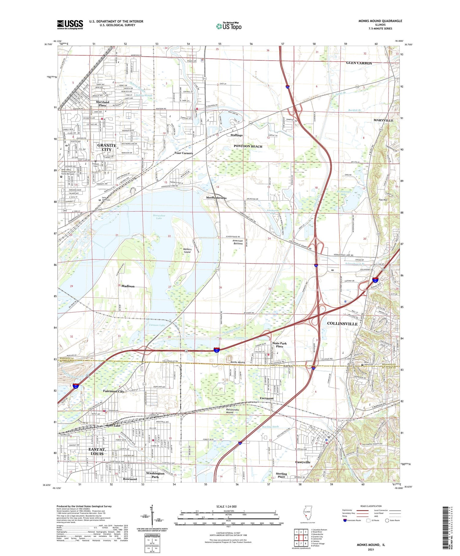 Monks Mound Illinois US Topo Map Image