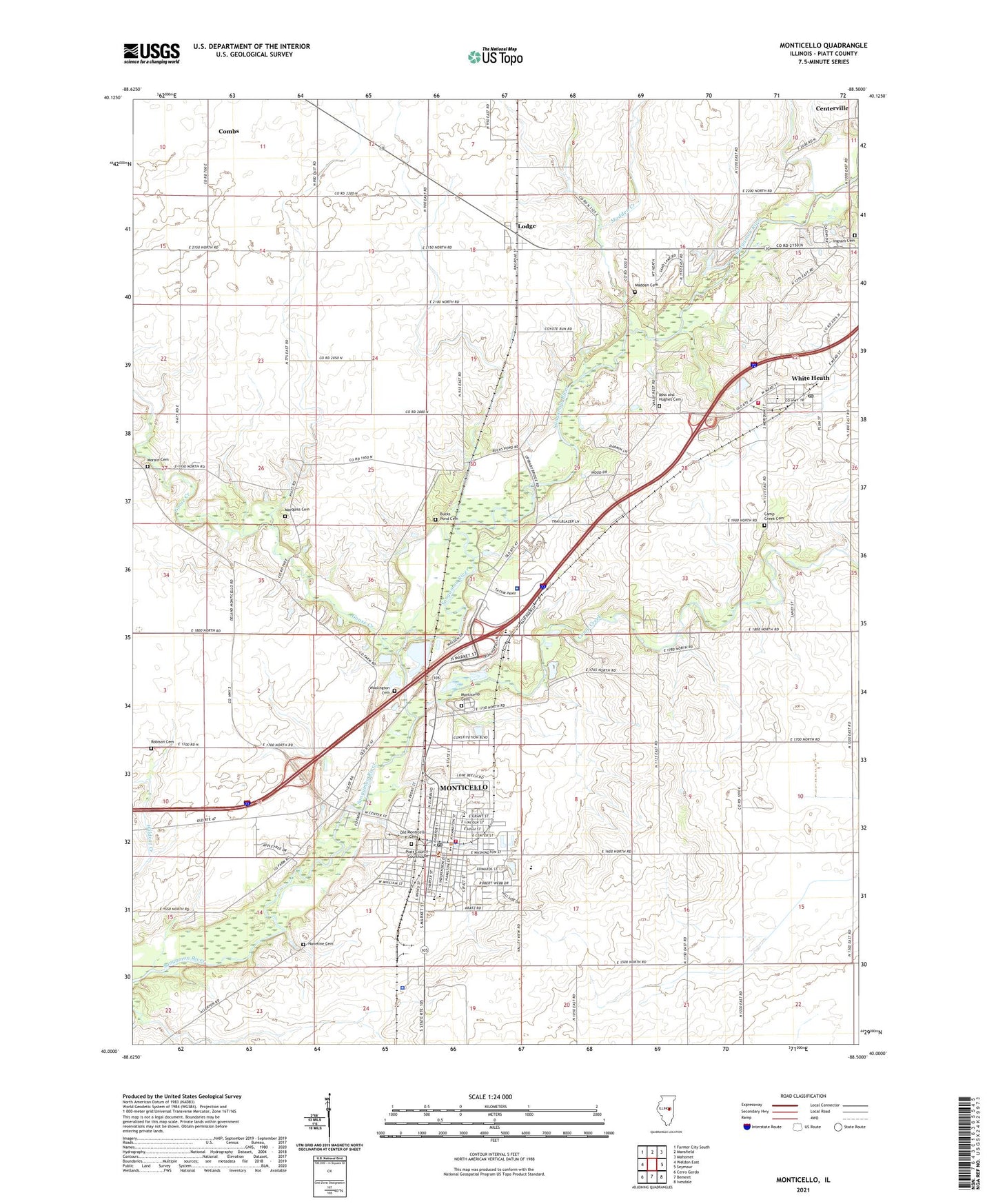 Monticello Illinois US Topo Map Image