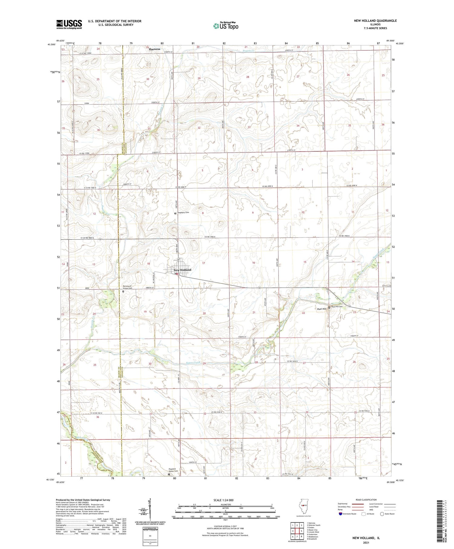 New Holland Illinois US Topo Map Image