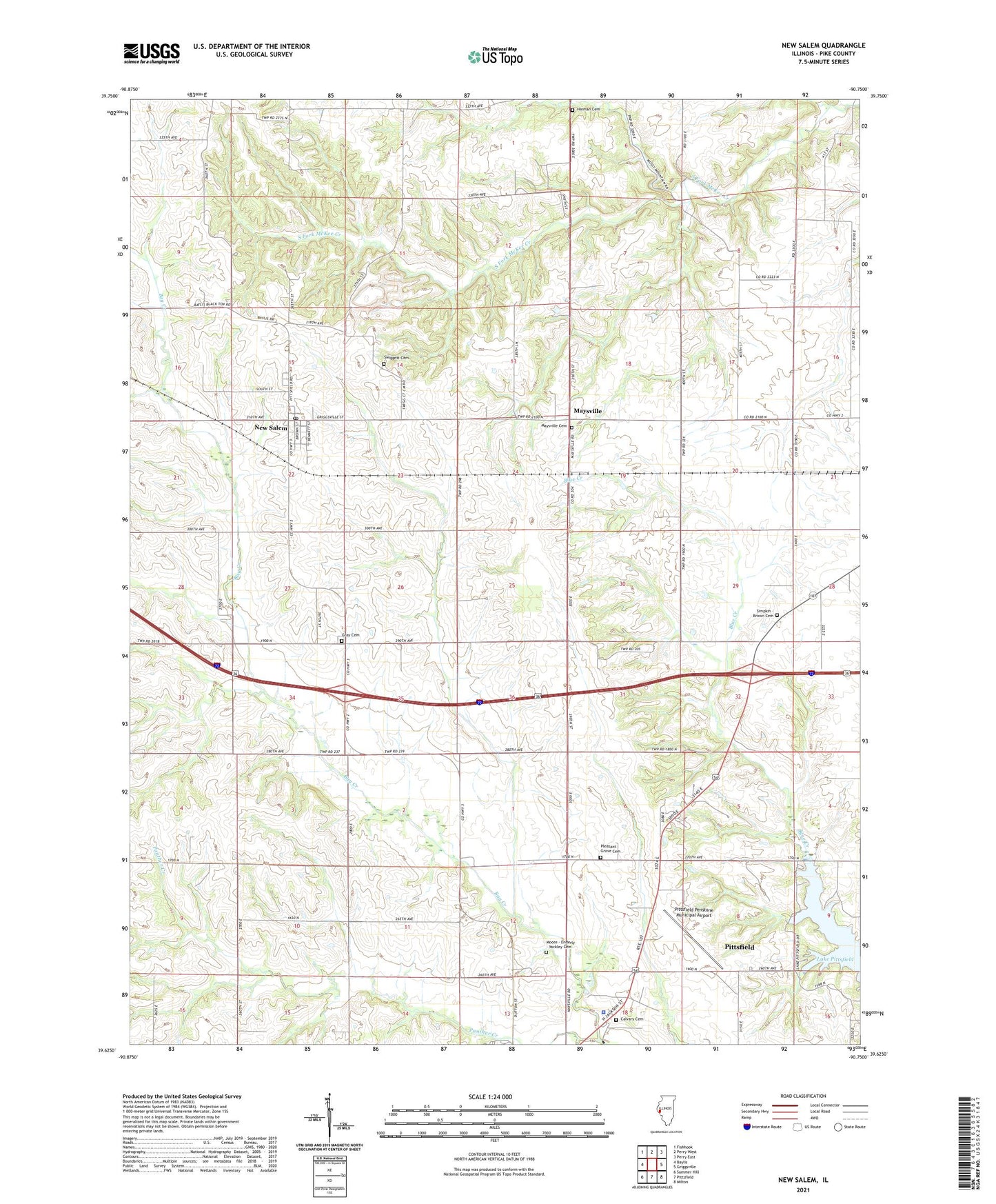 New Salem Illinois US Topo Map Image