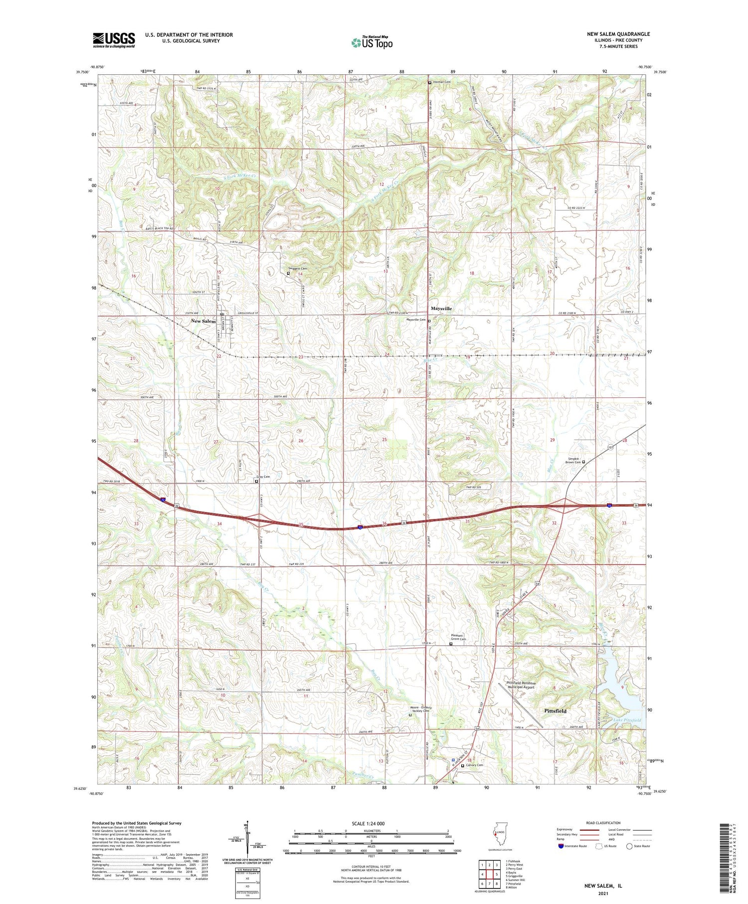 New Salem Illinois US Topo Map Image